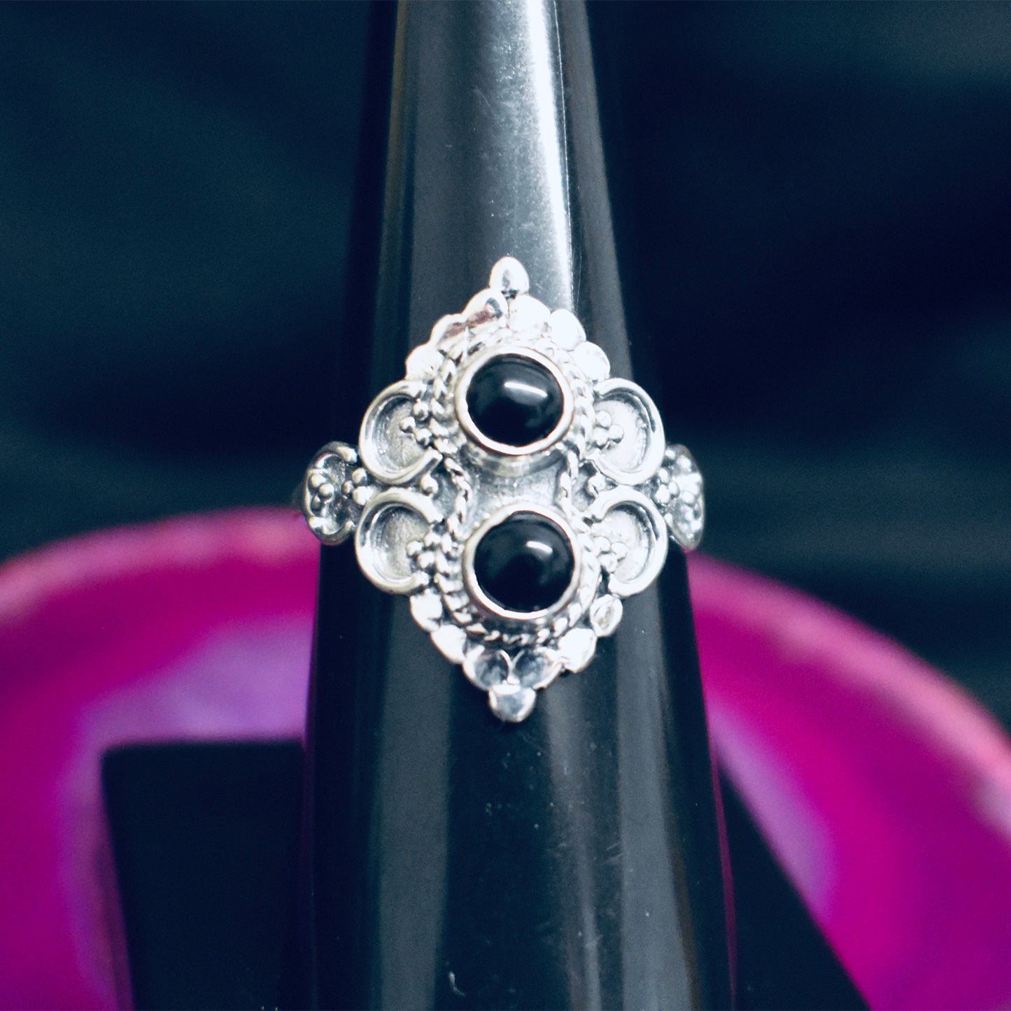 Ganesha Handicrafts Double Onyx Ring (925) Sterling Sliver , Onyx ring , Modern ring , Trending ring , Sterling sliver , Double Onyx ring