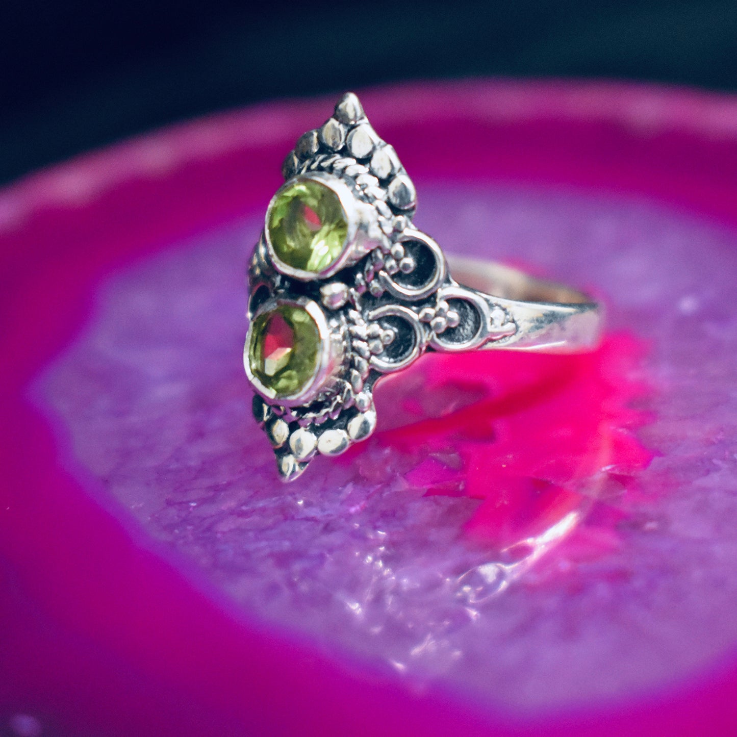 Ganesha Handicrafts Double peridot Ring (925) Sterling Sliver , Peridot ring , Stylish ring, Modern ring , Trending ring , Sliver ring , Stone ring