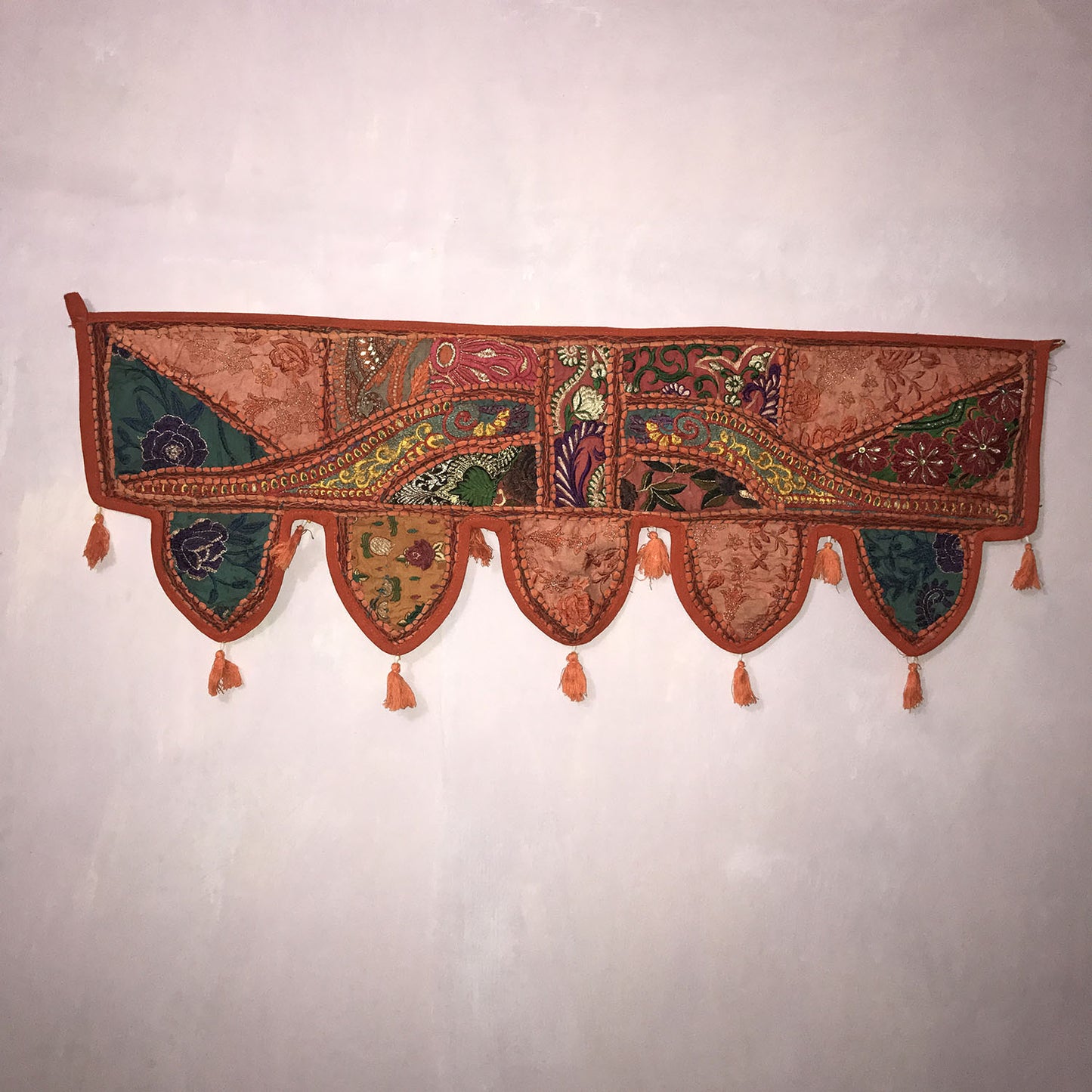 Ganesha Handicrafts, Beautiful Indian Style Door Hanging, Door Hanging, Indian Style Door Hanging, Traditional Door Hanging. Orange Colour Door Hanging.