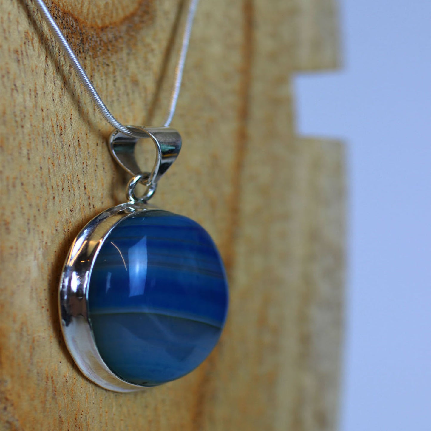 Ganesha Handicrafts, Blue Agate 925 Sterling Silver Pendant, Blue Agate 925 Sterling Silver Pendant, Blue Agate, 925 Sterling Silver Pendant, Women's Fashion 925 Sterling Silver Pendant, Traditional Blue Sterling Silver Pendant.