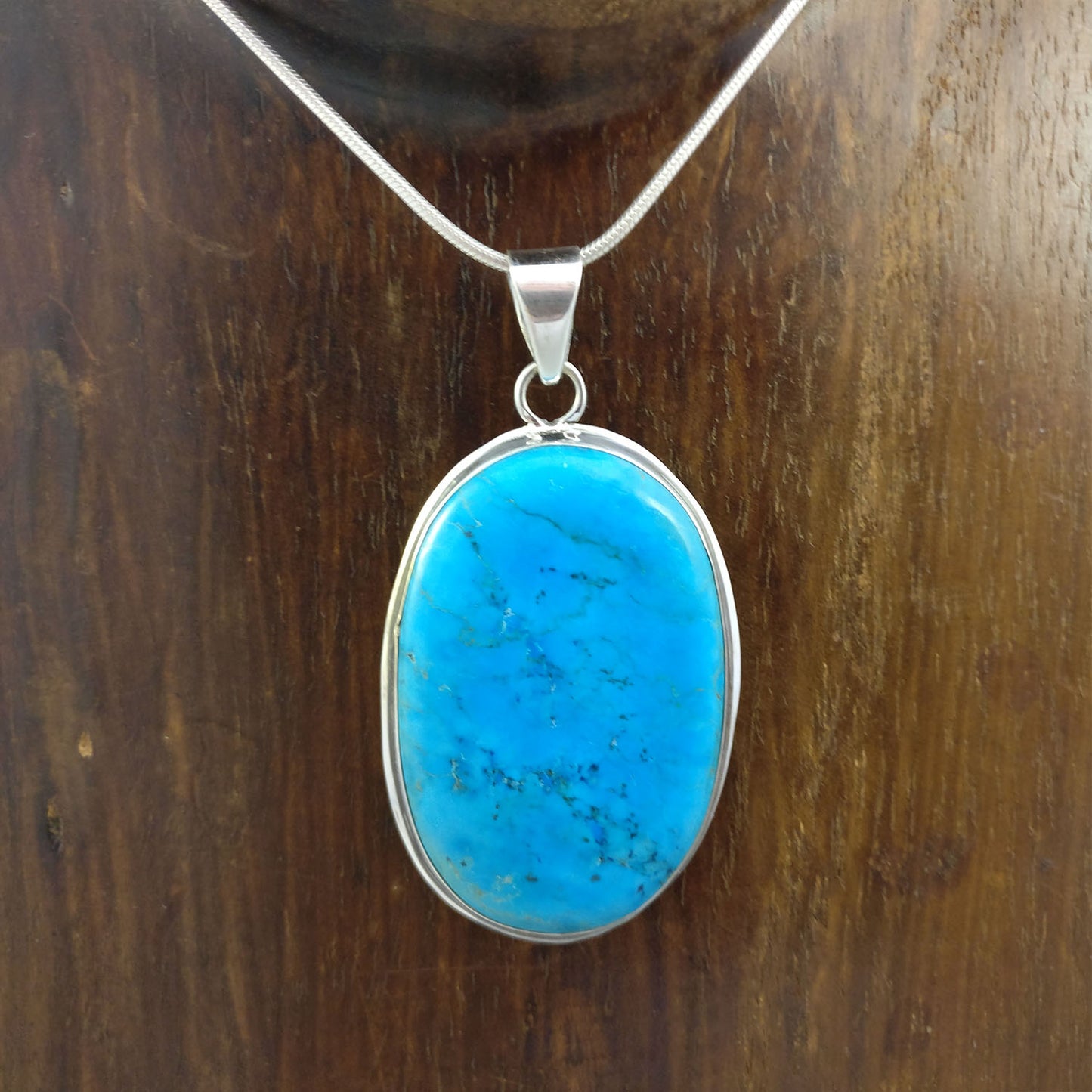 Ganesha Handicrafts, Blue Turquoise Long Pendant | 925 Sterling Silver, Women's 925 Sterling Silver, Trending foe womens Long Pendant, Blue Pendant.