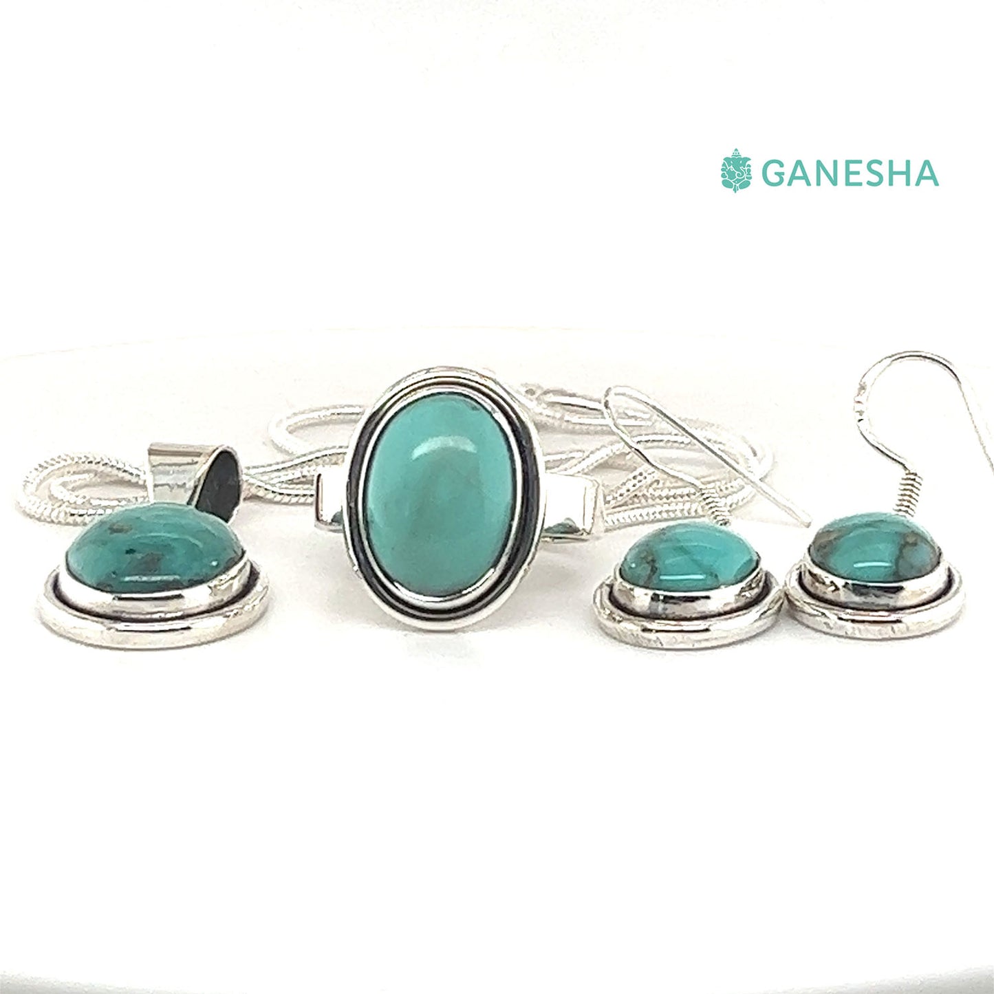 Ganesha Handicrafts, Women's 925 Sterling Silver Chain,Blue Turquoise - 925 Sterling Silver Jewellery Gift Set With Free Chain, Fashion for Women's Jewellery Gift set with Free Chain,