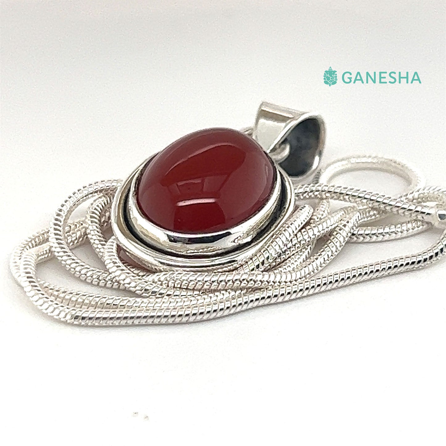 Ganesha Handicrafts, Carnelian-925 Sterling Silver Jewellery Gift Set With Free Chain, Fashion for Women Carnelian Sterling Silver. Red Colour Carnelian-925 Sterling Silver Chain.
