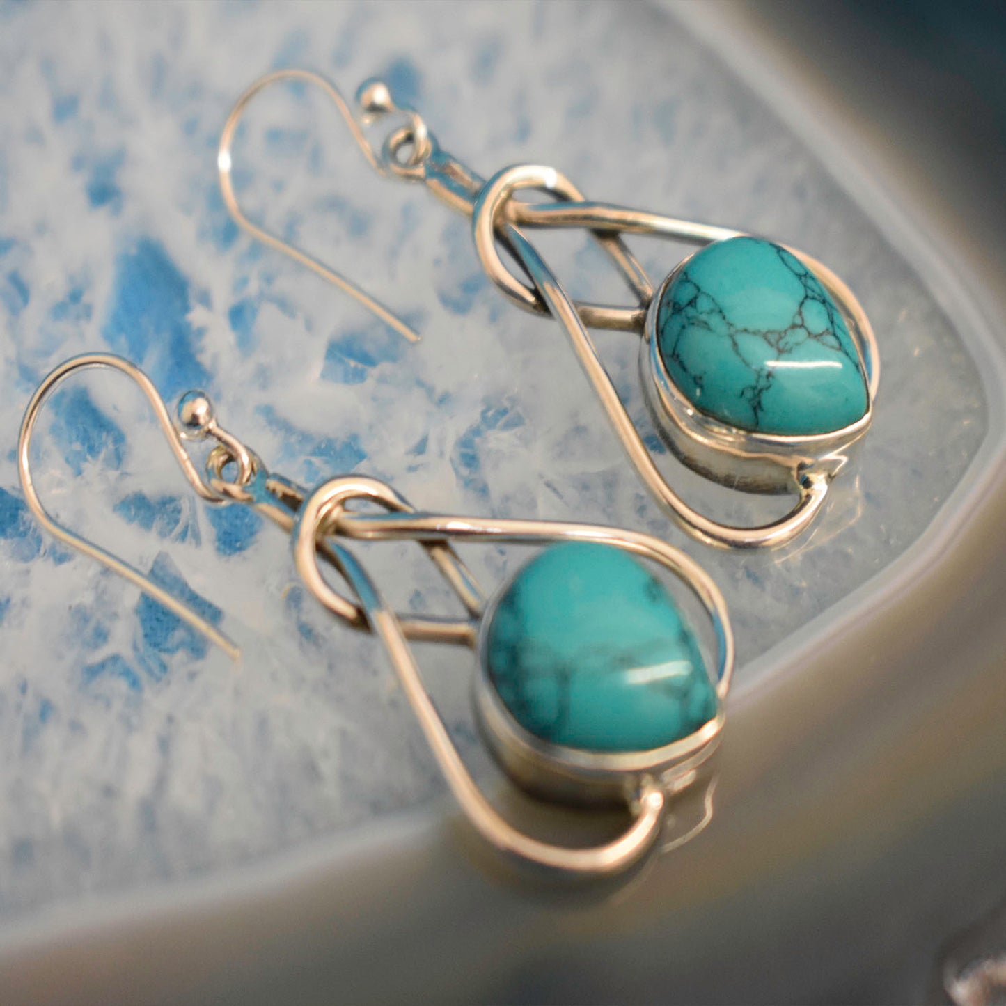 Ganesha Handicrafts, Celtic Earrings (925) Stirling Silver, Celtic Earrings (925) Stirling Silver, 925-Sterling Silver Earrings, Women's Trending Earrings, New Model Earrings, Malachite Celtic Silver Earring.
