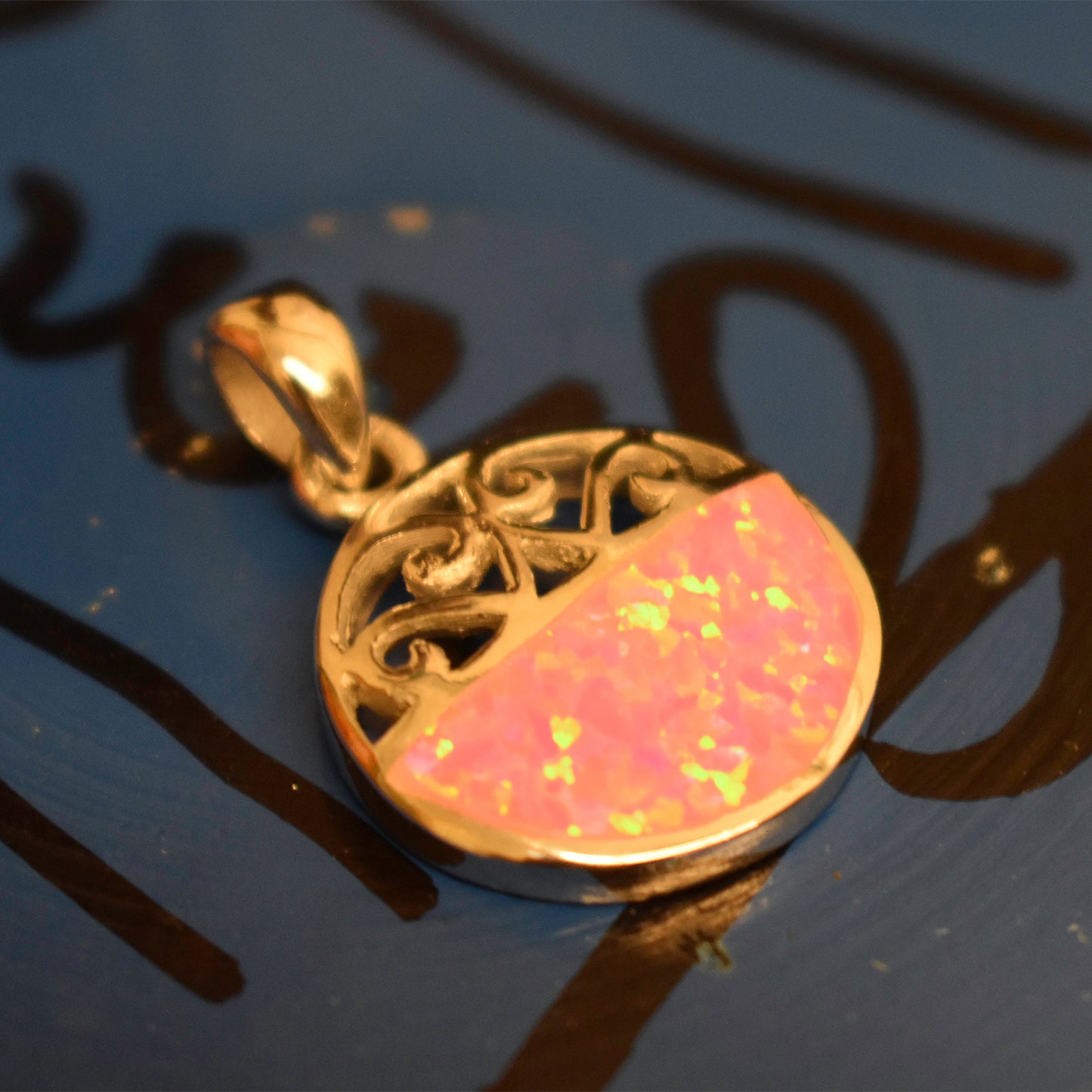 Ganesha Handicrafts, Celtic Opal Pendant, Celtic Pendant, Opal Pendant, Womens trending Pendant, Traditional Pendant, Stylized Women Pendant, Rose colour Celtic Opal Pendant.