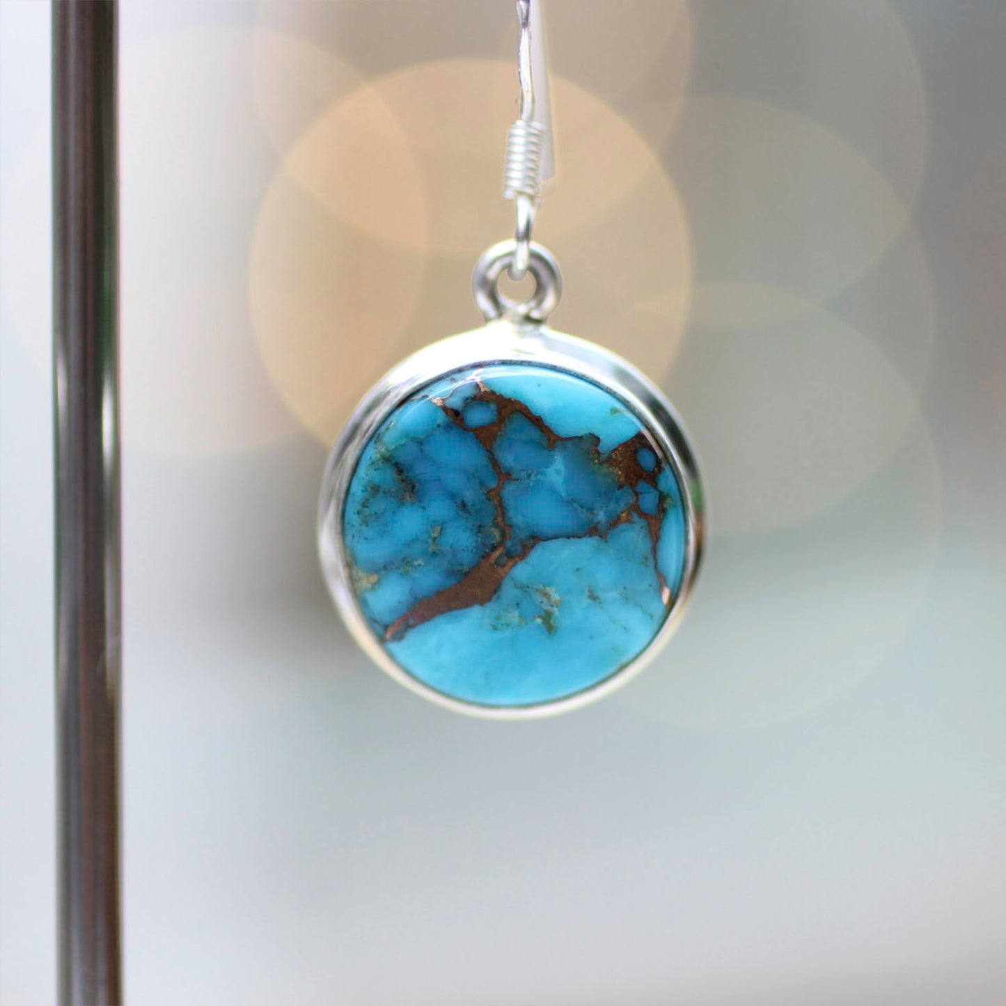Ganesha Handicrafts, Copper Turquoise Plain Drop Earrings, Copper Drop Earrings, 925-Copper Sterling Silver Earrings, 925 Sterling Silver, Turquoise Plain Earrings, Women's Drop Earrings, Fashion for Womens Earrings, Stylish Earrings, Blue colour Earrings.
