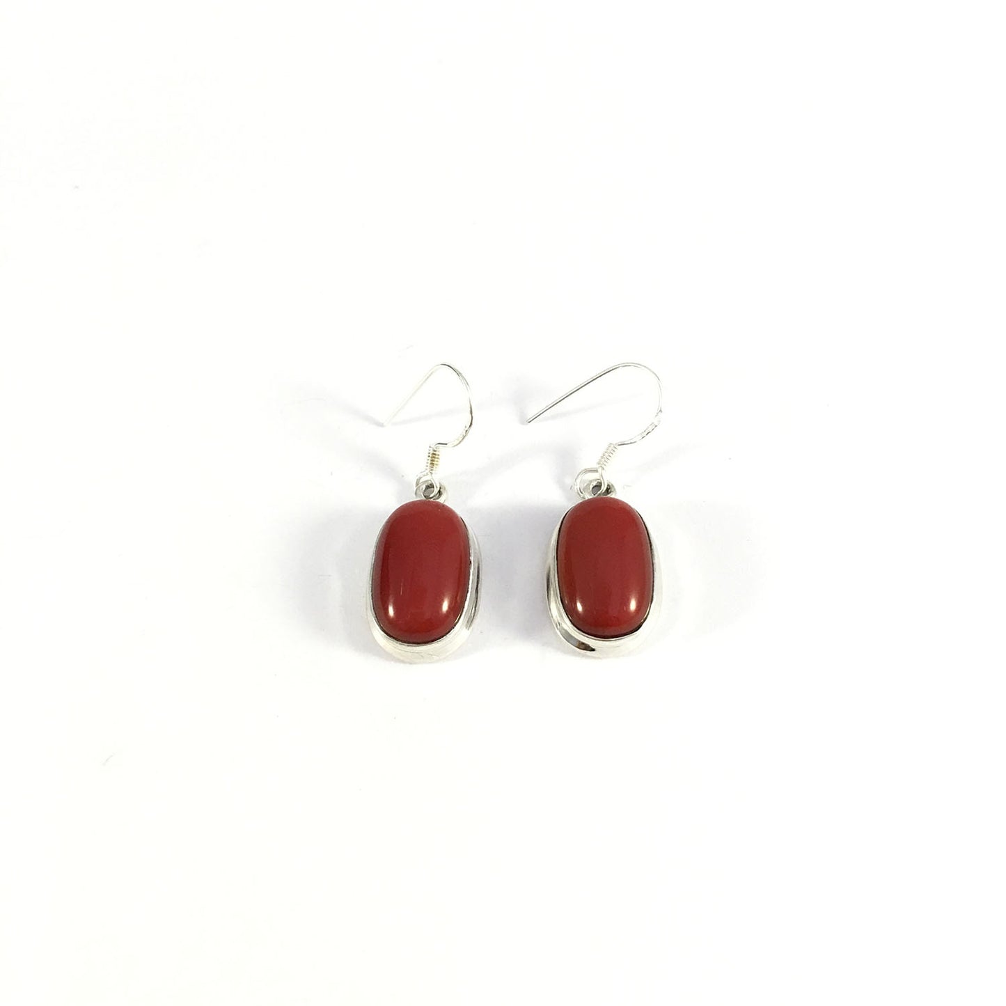 Ganesha Handicrafts Coral Drop Earrings Plain Setting 925 Sterling Silver, Sterling Silver Earrings, Earrings, Coral Drop Earrings, Plain Setting Earrings, 925 Sterling Silver Earrings, Drop Earrings, Maroon Colour Earrings