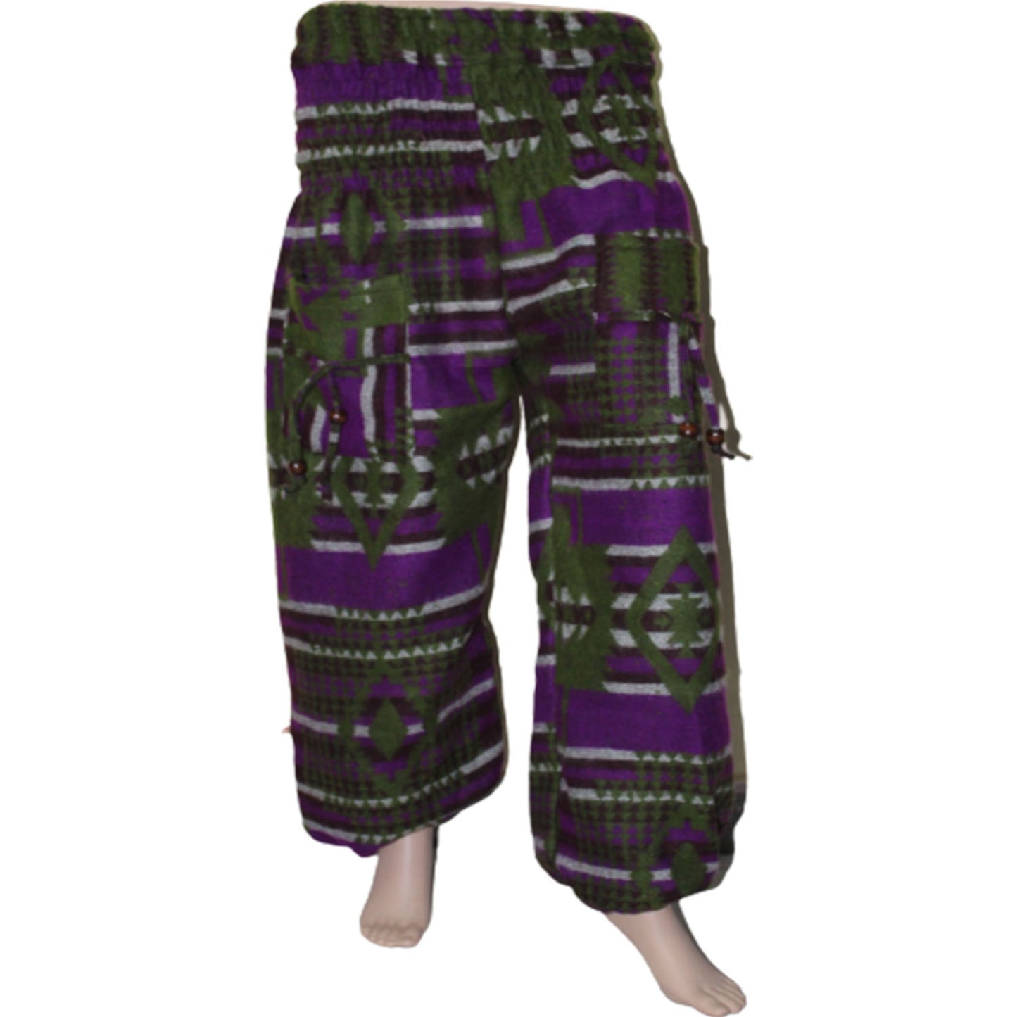 Ganesha Handicrafts, Cuffed Woolen Printed Casual Trousers, Cuffed Woolen Casual Trousers, Cuffed Casual Trousers, Women's Printed Casual Trousers. Beige Cuffed woolen Printed Casual Trousers.