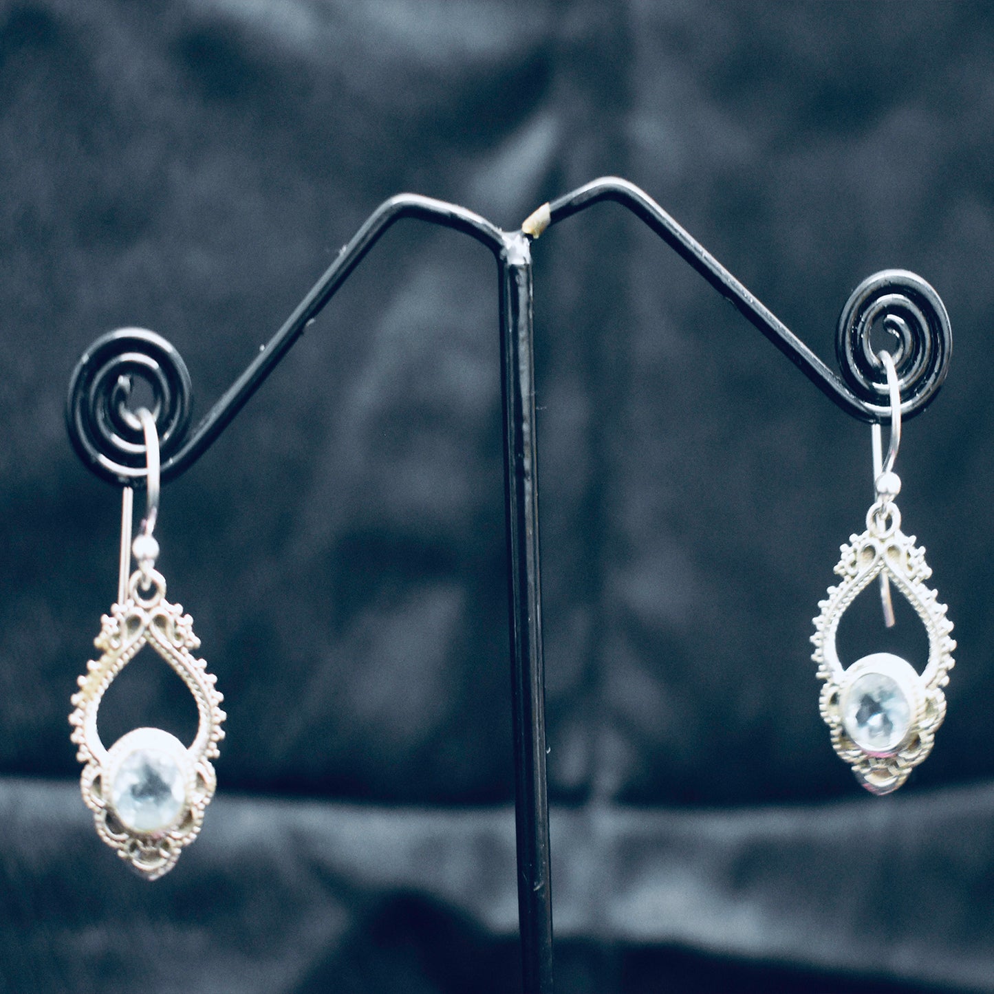 Ganesha Handicrafts, Detailed Blue Topaz Earrings, Blue Topaz Earrings, Topaz Earrings, Women's trending Earrings, New Model Women's Earrings, Women's Modern Earrings.