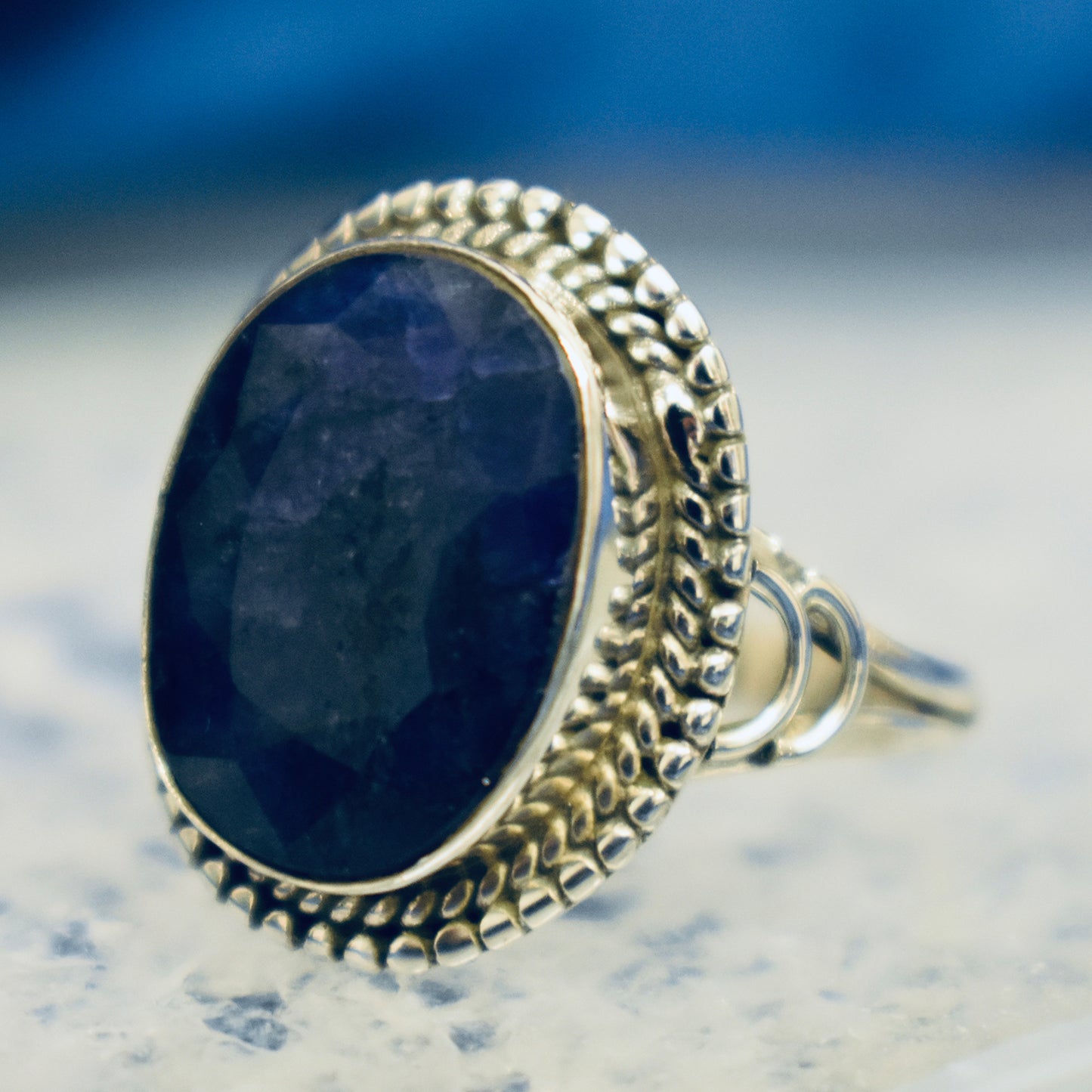 Ganesha Handicrafts, Detailed Sapphire Ring, Sapphire Ring, Womens Trending Ring, New Womens Model Ring, Women's Stylish Modern Ring.