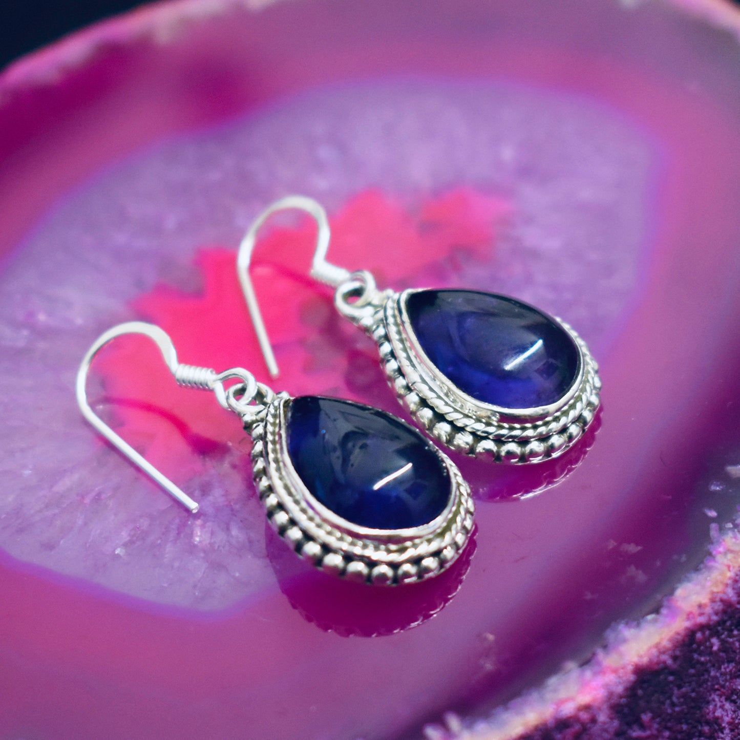 Ganesha Handicrafts, Detailed Tear-drop Amethyst Earrings, Detailed Earrings, Tear-drop Amethyst Earrings, Women's trending Earrings, New Model Women's Earrings, Women's new Modern Earrings, Stylish Earrings for women's.