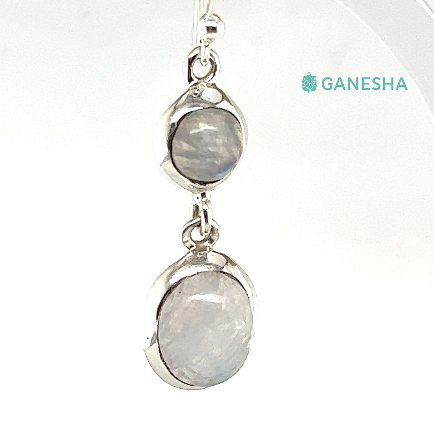 Ganesha Handicrafts, Moonstone Double-Drop Earrings - Sterling Silver (925), Moonstone Double-Drop Silver Earrings, 925 Double Drop Silver Earrings, Women's Trending Earring, Womens Traditional Earrings.