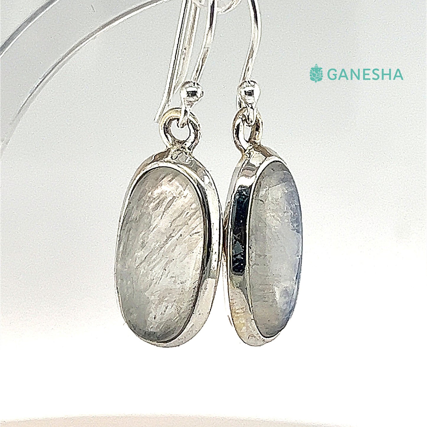 Ganesha Handicrafts, Moonstone Double-Drop Earrings - Sterling Silver (925), Moonstone Double-Drop Silver Earrings, 925 Double Drop Silver Earrings, Women's Trending Earring, Womens Stylized Earrings.