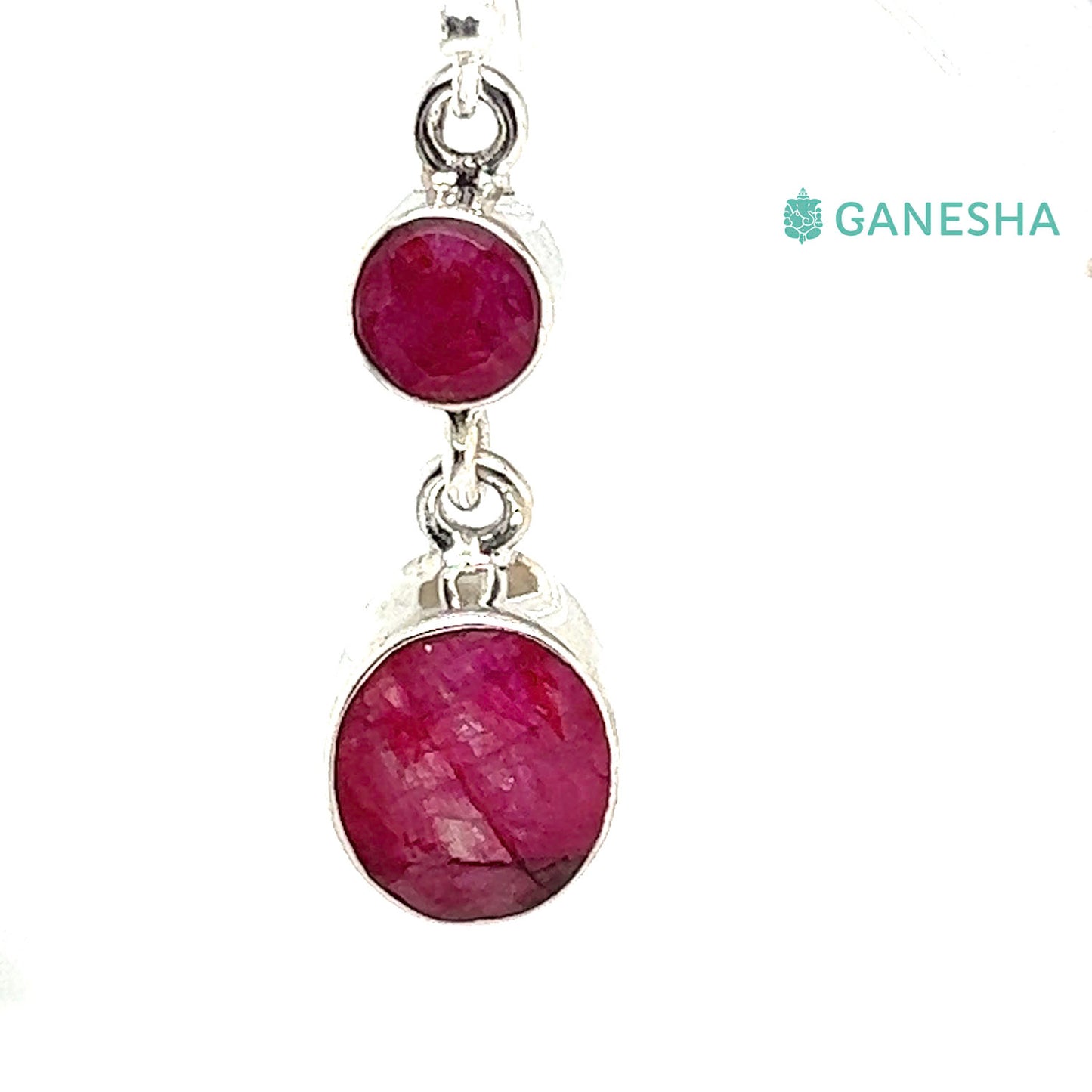 Ganesha Handicrafts, Faceted Ruby Double Drop Earrings, Ruby Double-Drop Silver Earrings, 925 Sterling Silver Earrings, Double Drop Earrings, Women's Double Drop Silver Earrings.