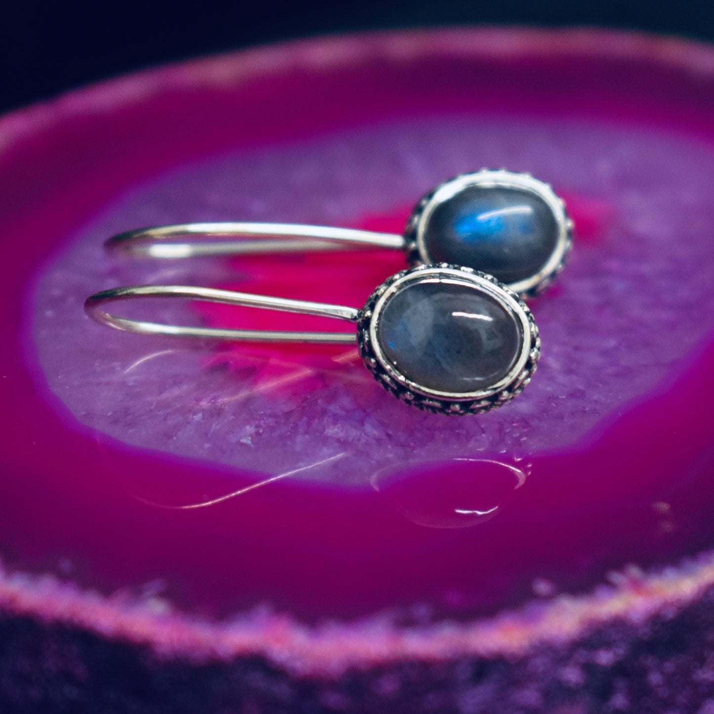 Ganesha Handicrafts, Fixed Latch Labradorite Earrings, Labradorite Earrings, Womens trending Earrings, New Model Earrings, New Modern Women's Earrings, Women's Stylish Ring.
