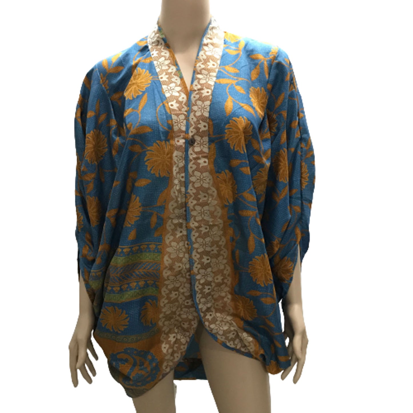 Ganesha Handicrafts Floral loose fit kimono , Double colour kimono , Modern kimono , Trending kimono , Floral kimono , Loose fit kimono