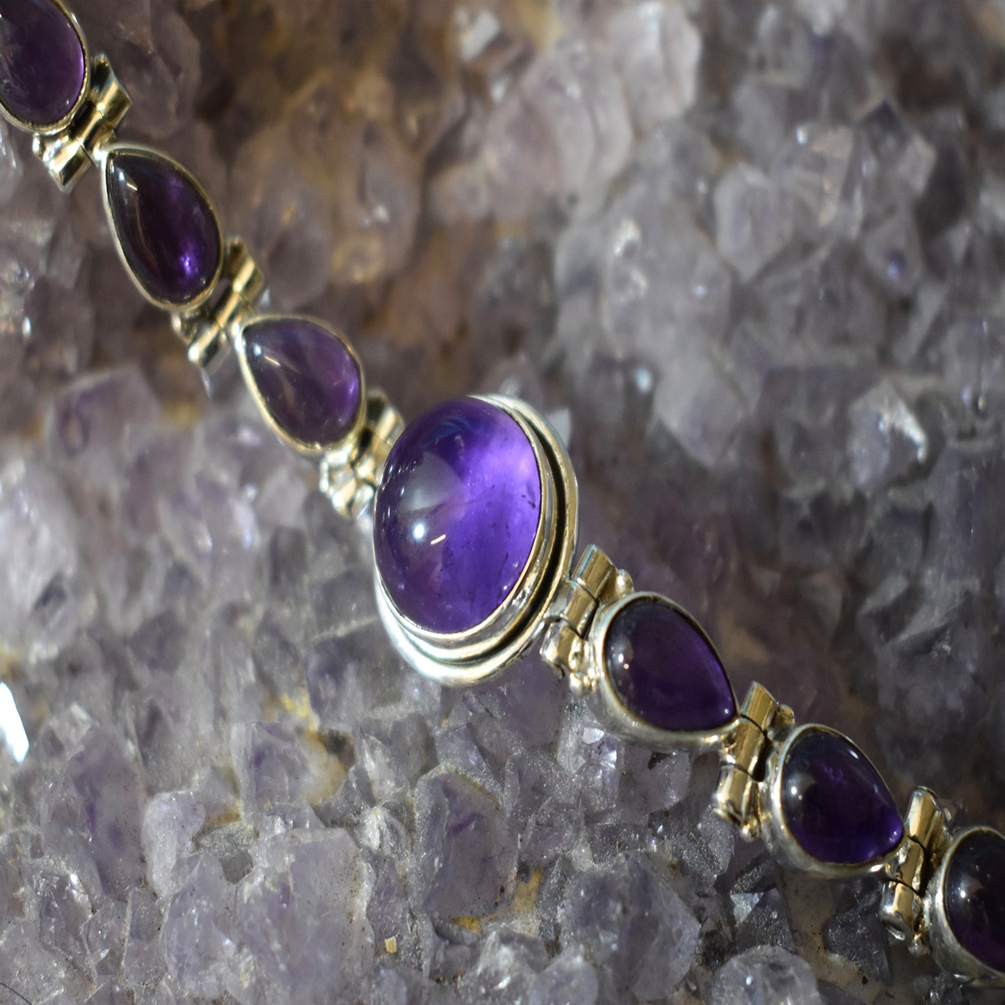 Ganesha Handicrafts, Sterling Silver Amethyst Bracelet (925), Silver Amethyst Bracelet, 925-Sterling Silver Bracelet, Amethyst Bracelet, Womens Trending Bracelet, Fashion For Women's Bracelet.