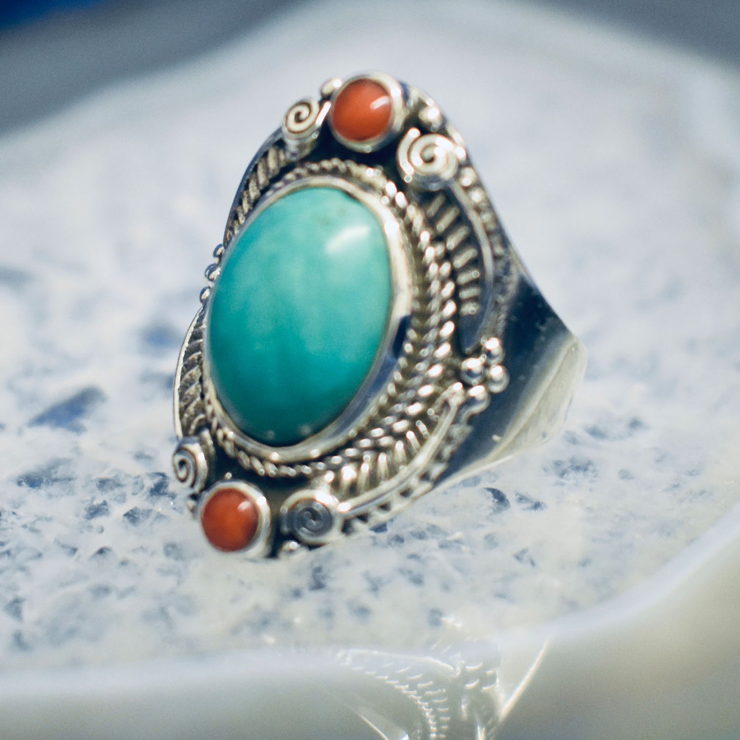 Ganesha Handicrafts, Genuine Turquoise Ring, Turquoise Ring, Womens Trending Ring, New Model Ring, Womens Stylish Ring.