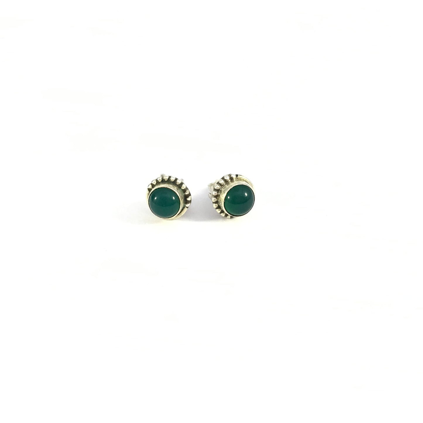 Ganesha Handicrafts Green Onyx Unisex Stud Earring 925 Sterling Silver, Sterling Silver, Unisex Stud, Earring, Onyx earrings, Green Silver Earring, Green Stud