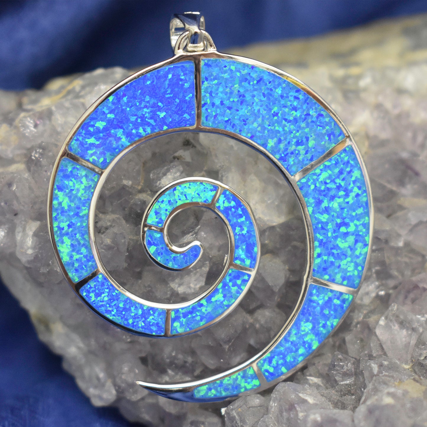 Ganesha Handicrafts, Large Cultured Blue Opal Pendant, Blue Opal Pendant, Womens Trending Pendant, new Model Pendant, Women's Modern Pendant, Women's stylish Pendant.