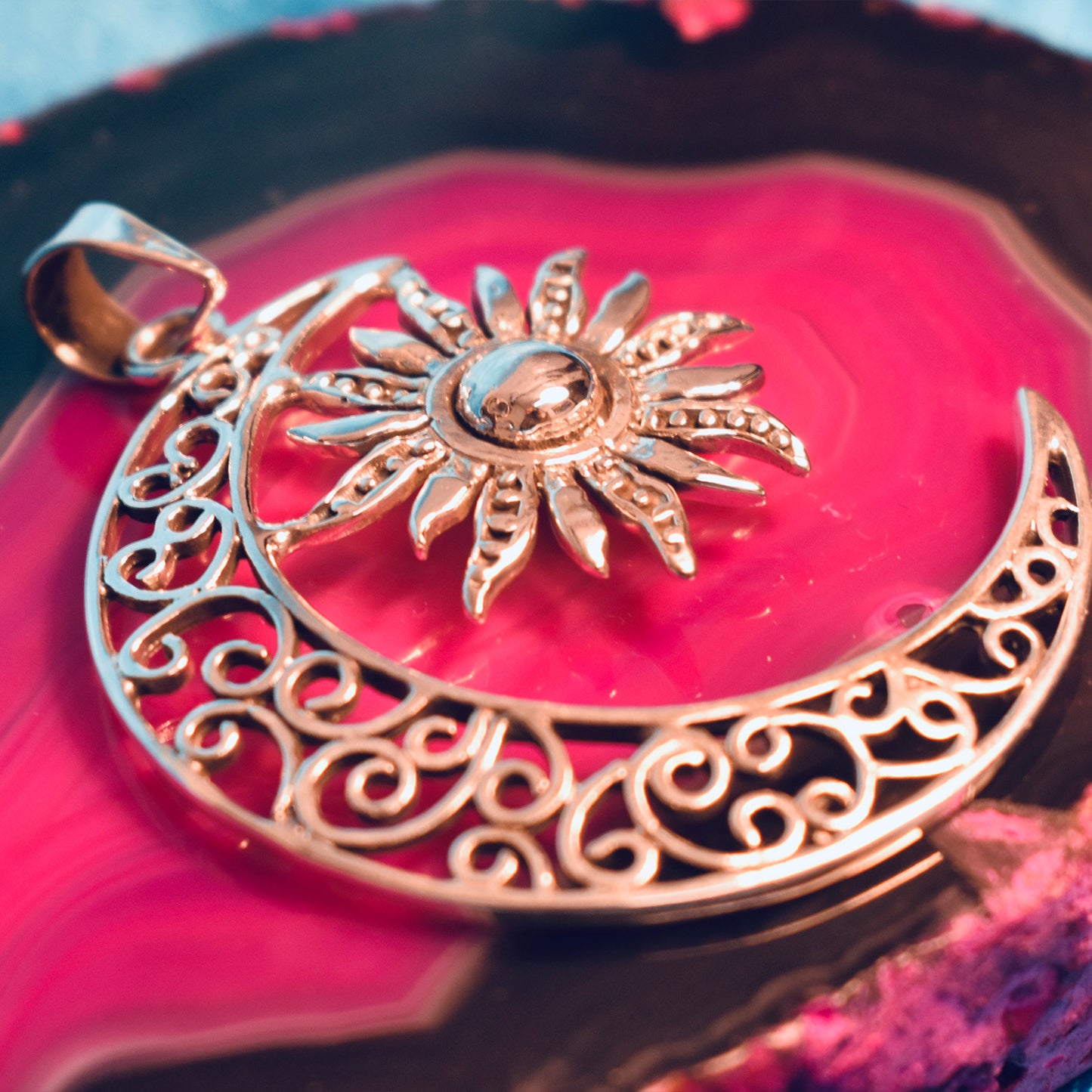 Ganesha Handicrafts, Large Moon and Sun Pendant(925), 925-Sun model Pendant, 925-Moon Model Pendant, Womens Trending Pendants, New Modern Stylish pendant, Women's Traditional Pendant.