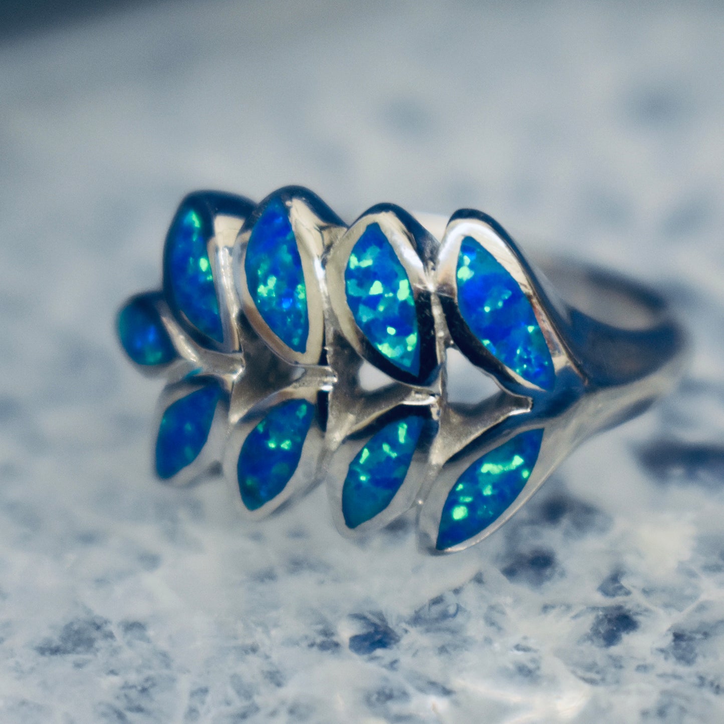Ganesha Handicrafts, Leaf Cultured Opal Ring (925) Sterling Silver, Leaf Cultured Opal Ring, 925 Sterling Silver Ring, Women's trending Ring, New womens Model Ring, Womens Fashion Ring.