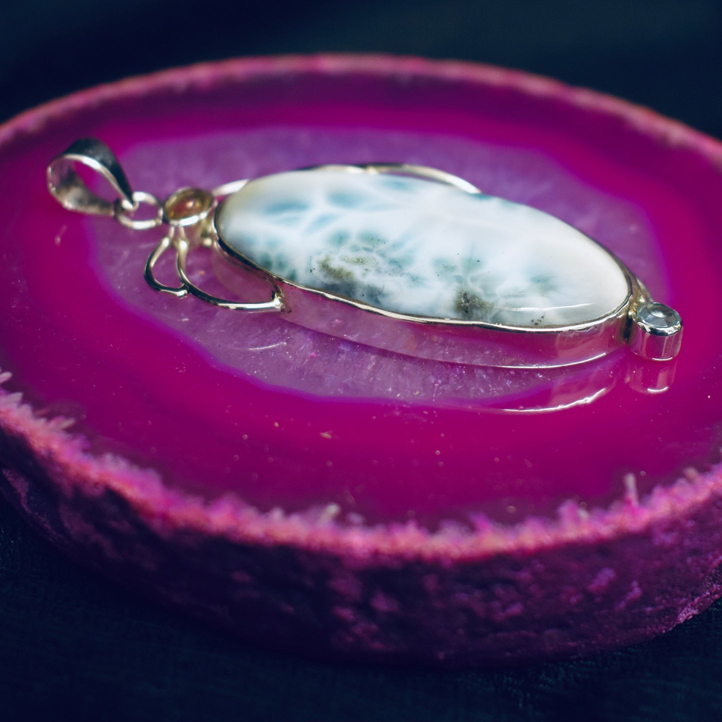 Ganesha Handicrafts, Long Larimar Pendant (925), Long Pendant, 925-Long Pendant, Womens Trending Pendant, New Model Pendant, Womens New Modern Trending Pendant.