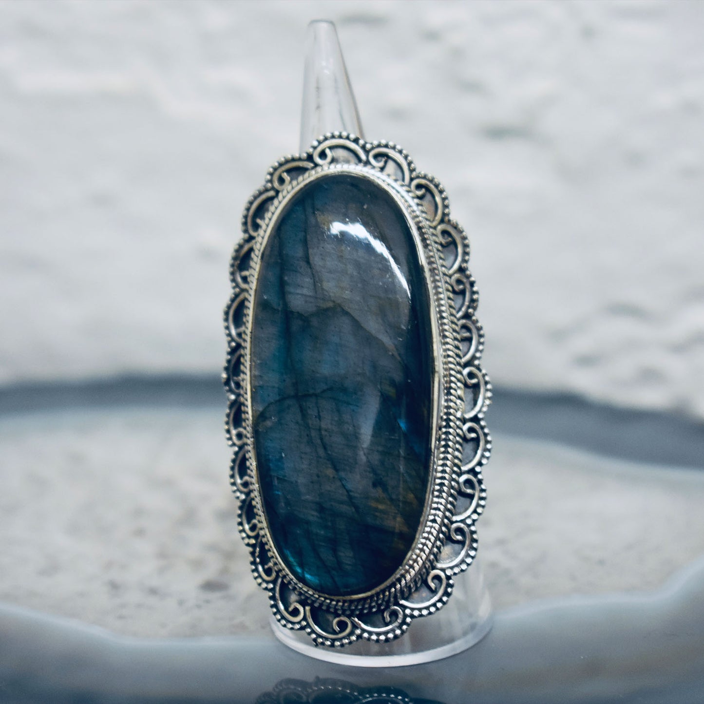 Ganesha Handicrafts, Long Vintage Labradorite Ring, Labradorite Ring, Womens Trending Ring, New Women's Model Ring, Modern Women's Ring.