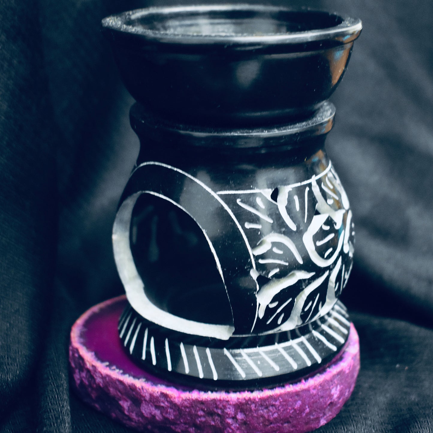 Ganesha Handicrafts Marble oil burner , Marble burner , Creative oil burner , Printed oil burner, Burner, Oil Burner, Black and White Oil Burner