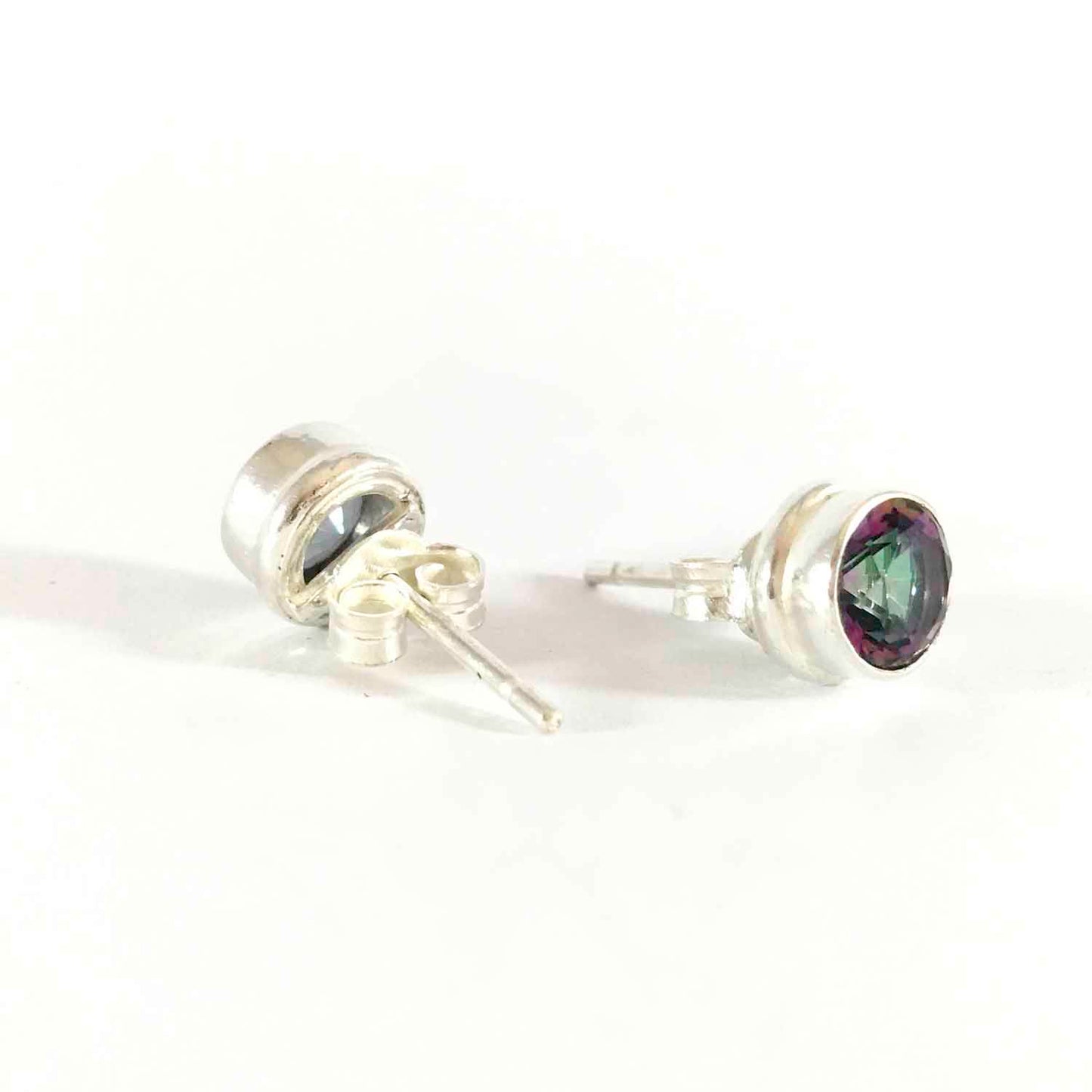 Ganesha Handicrafts, Mystic Topaz (Green and Purple) Unisex Stud Earrings | 925 Sterling Silver, 925-silver Unisex Stud Earrings, Women's Trending Stud Earrings, Mystic Topaz Unisex Stud Earrings, New Women's Model earrings.