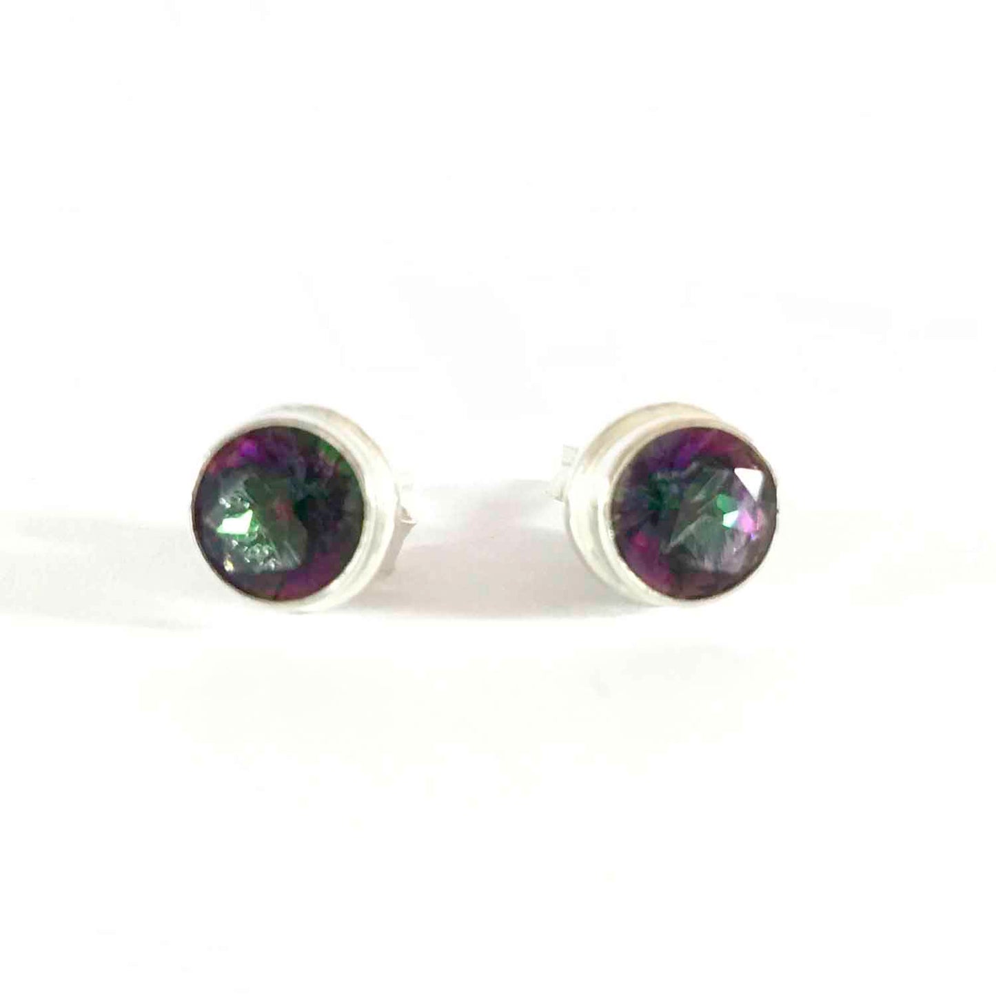 Ganesha Handicrafts, Mystic Topaz (Green and Purple) Unisex Stud Earrings | 925 Sterling Silver, 925-silver Unisex Stud Earrings, Women's Trending Stud Earrings, Mystic Topaz Unisex Stud Earrings, New Women's Model earrings.