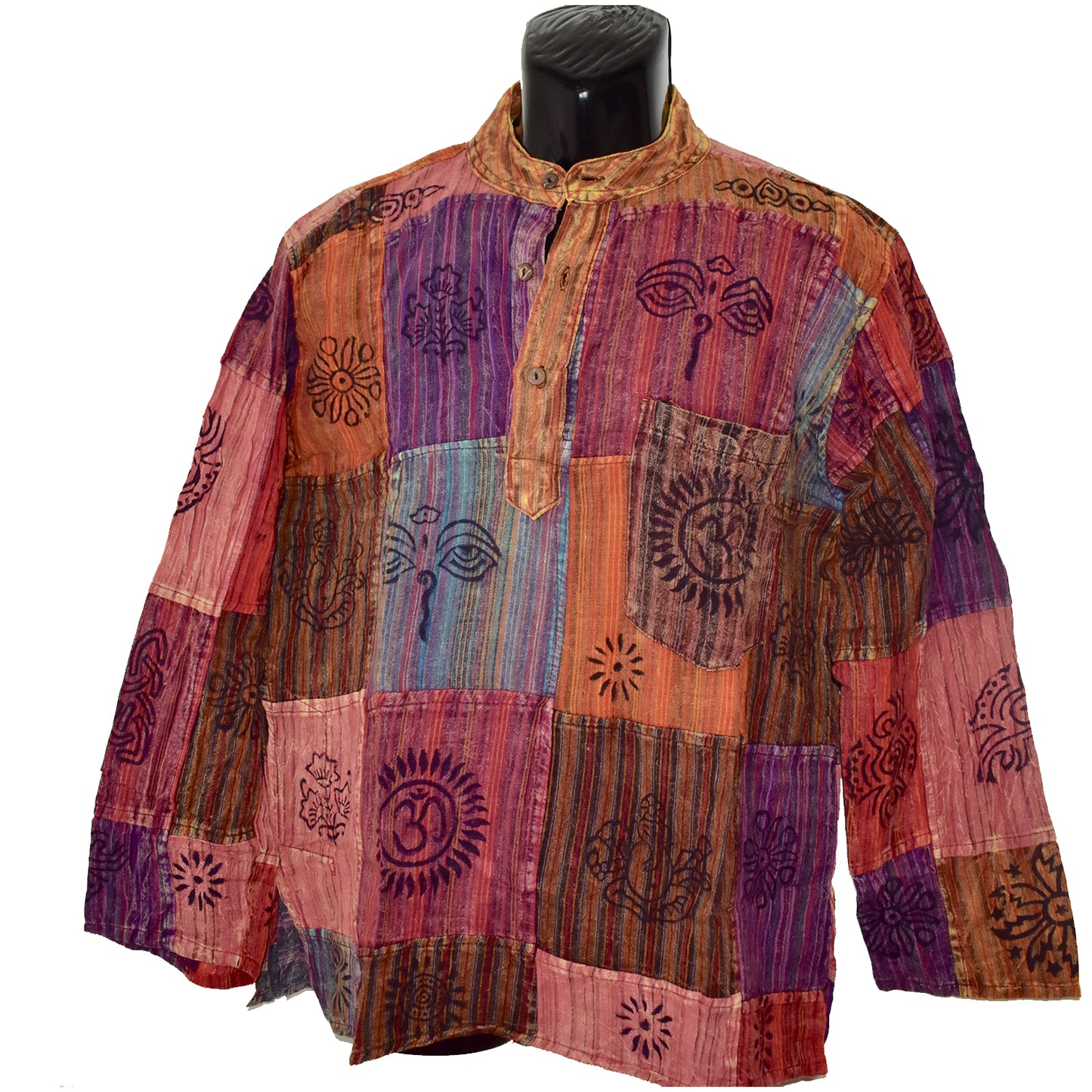 Ganesha Handicrafts, Nepalese Patchwork Long Sleeve, Long Sleeve, Men's and Women's Long Sleeve, Nepalese Long Sleeve, Nepalese Patchwork Sleeve, Fashion for Men's and Women's Sleeve. trending Sleeves. Red Colour Long Sleeve.