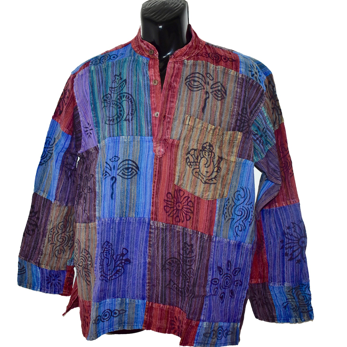 Ganesha Handicrafts, Nepalese Patchwork Long Sleeve, Long Sleeve, Men's and Women's Long Sleeve, Nepalese Long Sleeve, Nepalese Patchwork Sleeve, Fashion for Men's and Women's Sleeve. trending Sleeves. Blue Colour Long Sleeve.