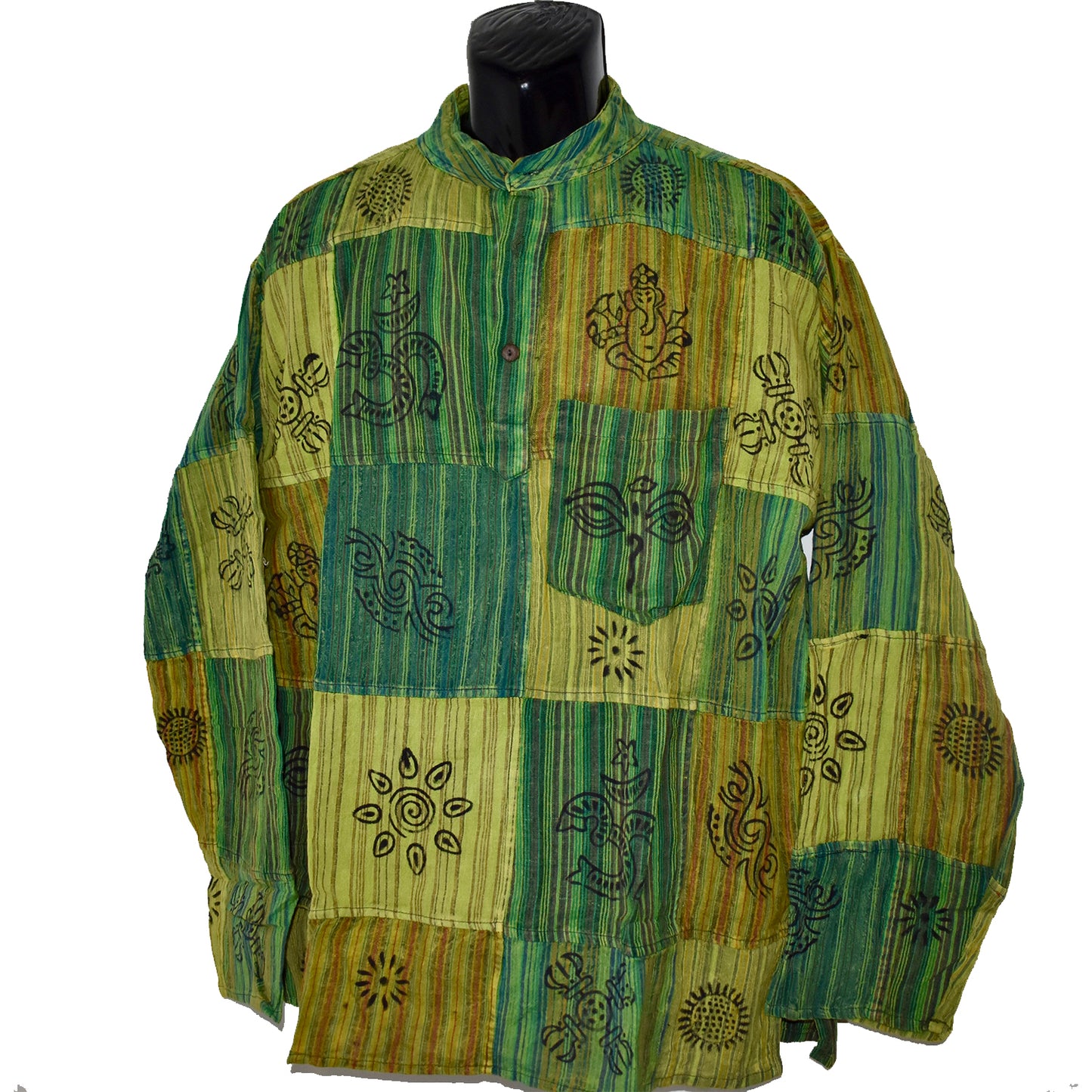 Ganesha Handicrafts, Nepalese Patchwork Long Sleeve, Long Sleeve, Men's and Women's Long Sleeve, Nepalese Long Sleeve, Nepalese Patchwork Sleeve, Fashion for Men's and Women's Sleeve. trending Sleeves. Green Colour Long Sleeve.