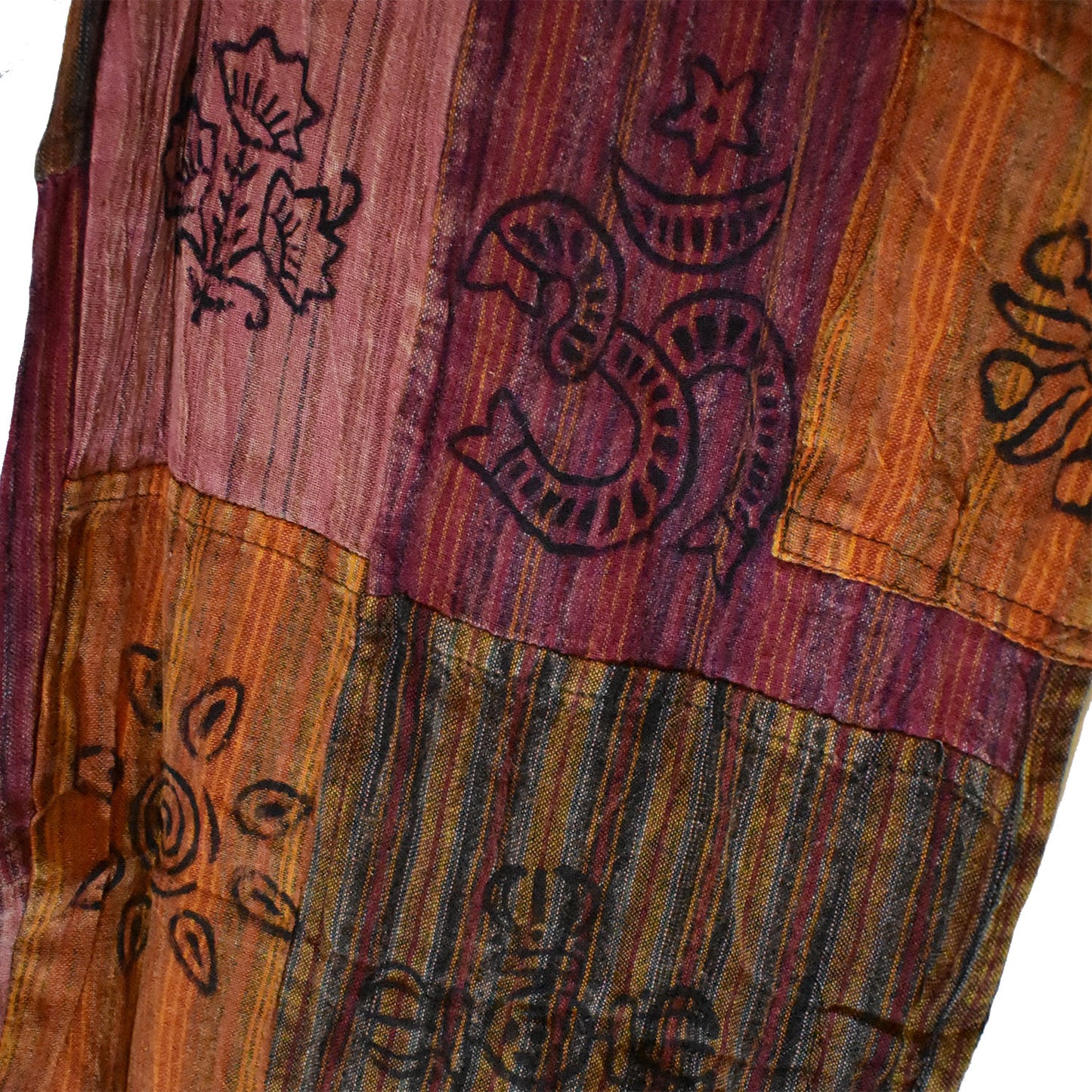 Ganesha Handicrafts, Nepalese Stamp Patchwork Trousers, Nepalese Stamp Trousers, Trending Trousers, Trousers, Red Colour Nepalese Stamp Patchwork Trousers.