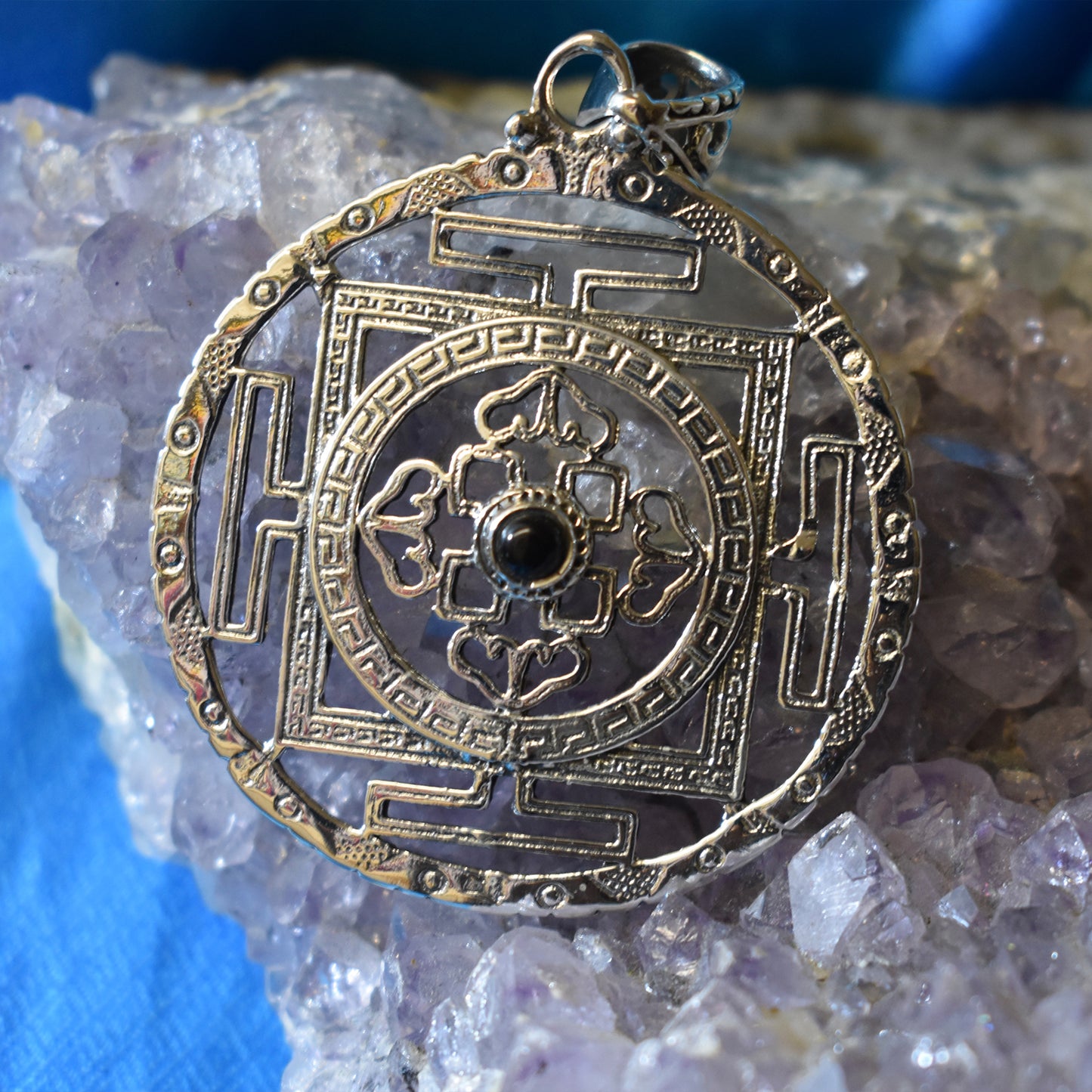 Ganesha Handicrafts, Onyx Mandala Pendant (925), 925-Onyx Mandala Pendant, Women's Trending Pendant, New Model Women's Pendant, Women's Stylish Pendant.