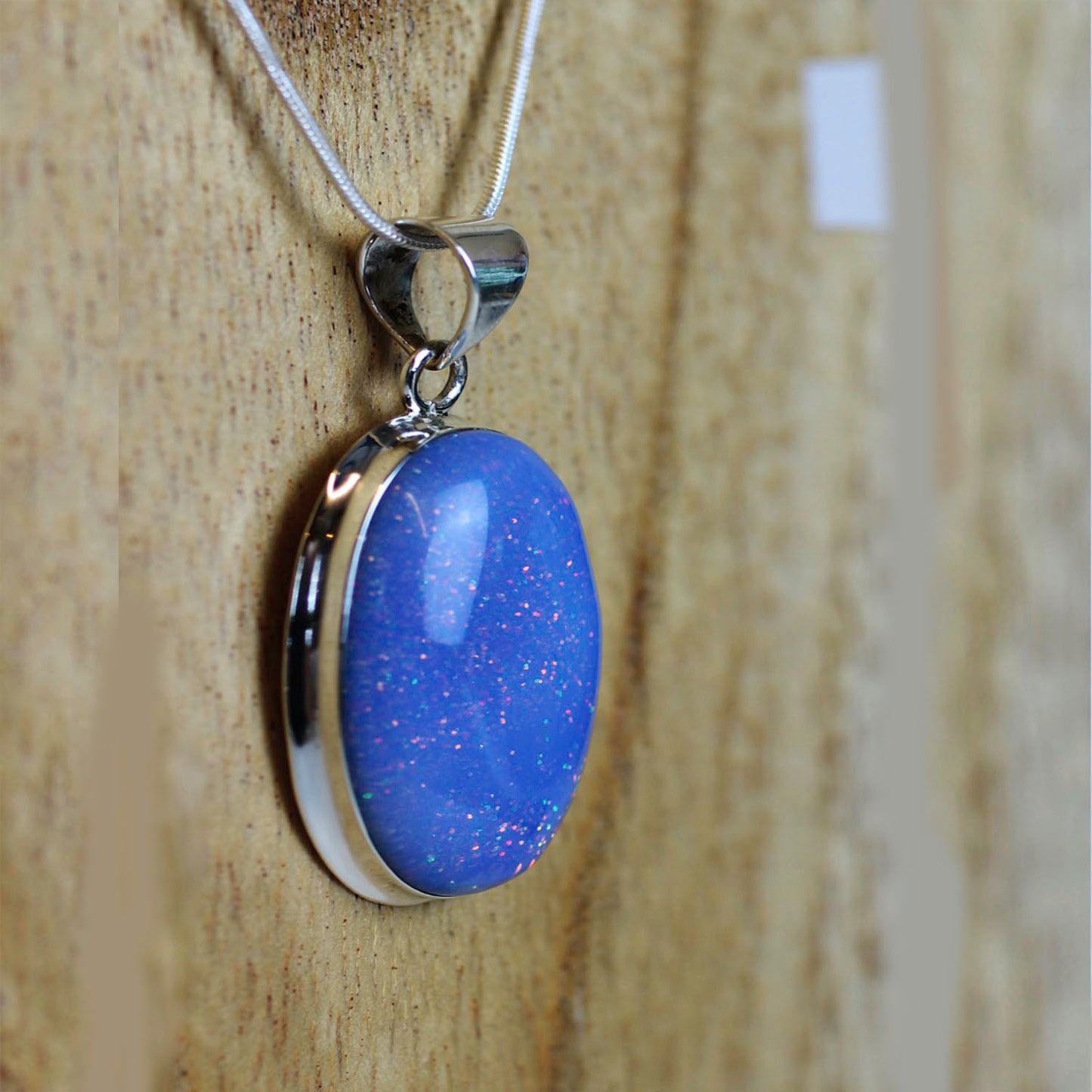 Ganesha Handicrafts, Opalite 925 Sterling Silver Oblong Pendant, 925 Sterling Silver Oblong Pendant, Silver Pendant, Women's Trending Pendant, Women's Traditional Pendant, Women's Modern Silver Pendant.