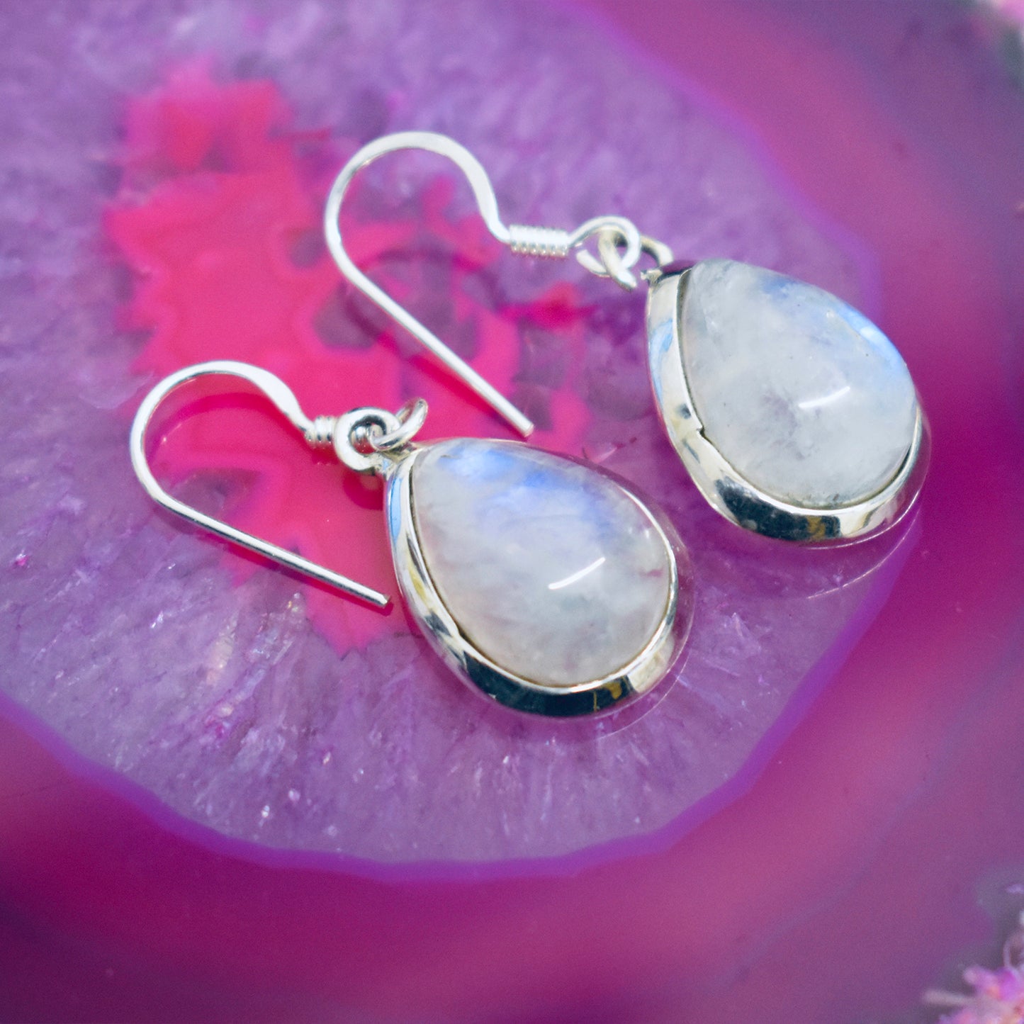 Ganesha Handicrafts, Plain Moonstone Tear-drop Earrings, Plain Moonstone Earrings, Plain Tear-drop Earrings, Womens Fashion Drop Earrings, New Model Drop Earrings, Womens Trending Earrings, New Collection of Women's Earrings.