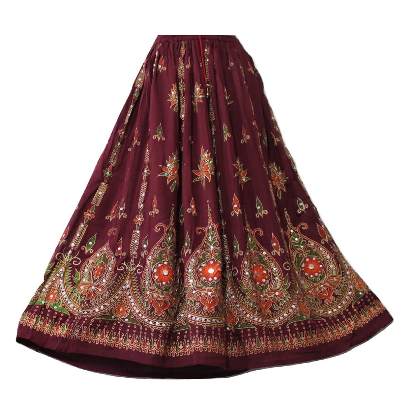 Ganesha Handicrafts, Sequin Skirt Long, Women Fashion Skirt, Women Long Skirt, Maroon colour Sequin Skirt , Long Sequin Skirt.