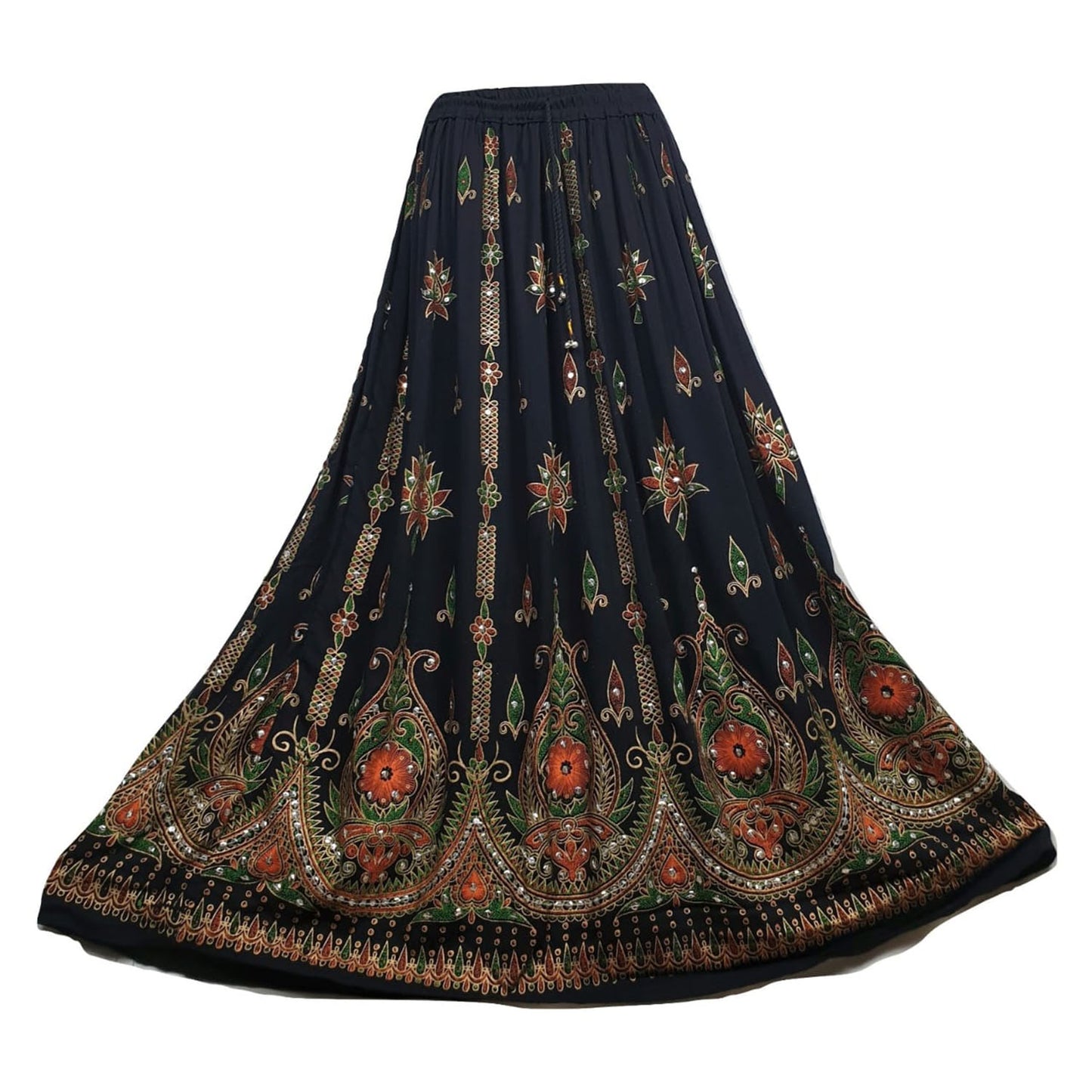 Ganesha Handicrafts-Sequin Skirt Long Dark Shades, Womens Sequin Skirt Long Dark Shades, Women's Fashion Sequin Skirts, Long Sequin Skirts, Black Colour Sequin Skirt, Dark Shades Long Sequin Skirt.