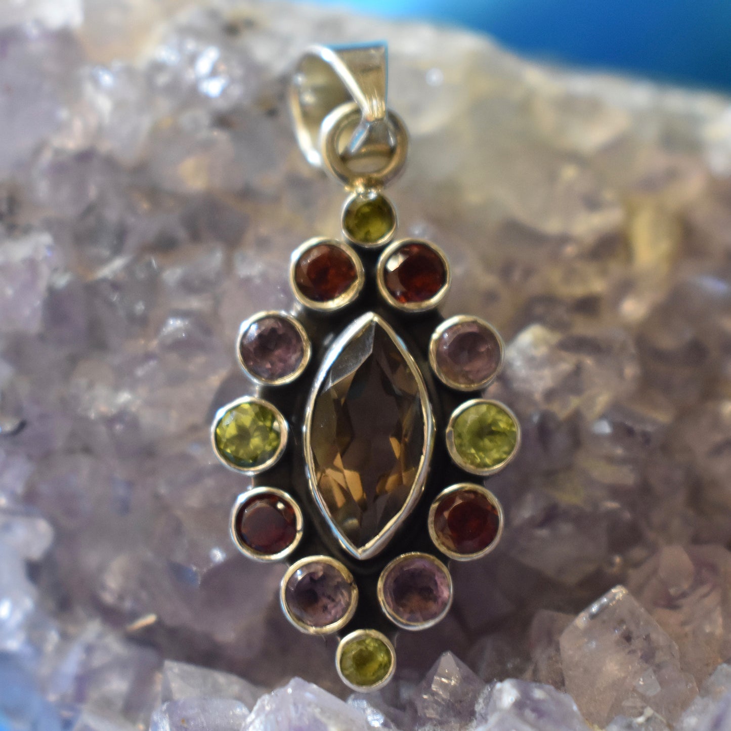 Ganesha Handicrafts, Smoked Quartz Pendant (925), Smoked Quartz Pendant, Womens Trending Pendant, New Model Pendant, Women's Fashion Pendant, Women's Stylish Pendant, 925-Womens Quartz Pendant.