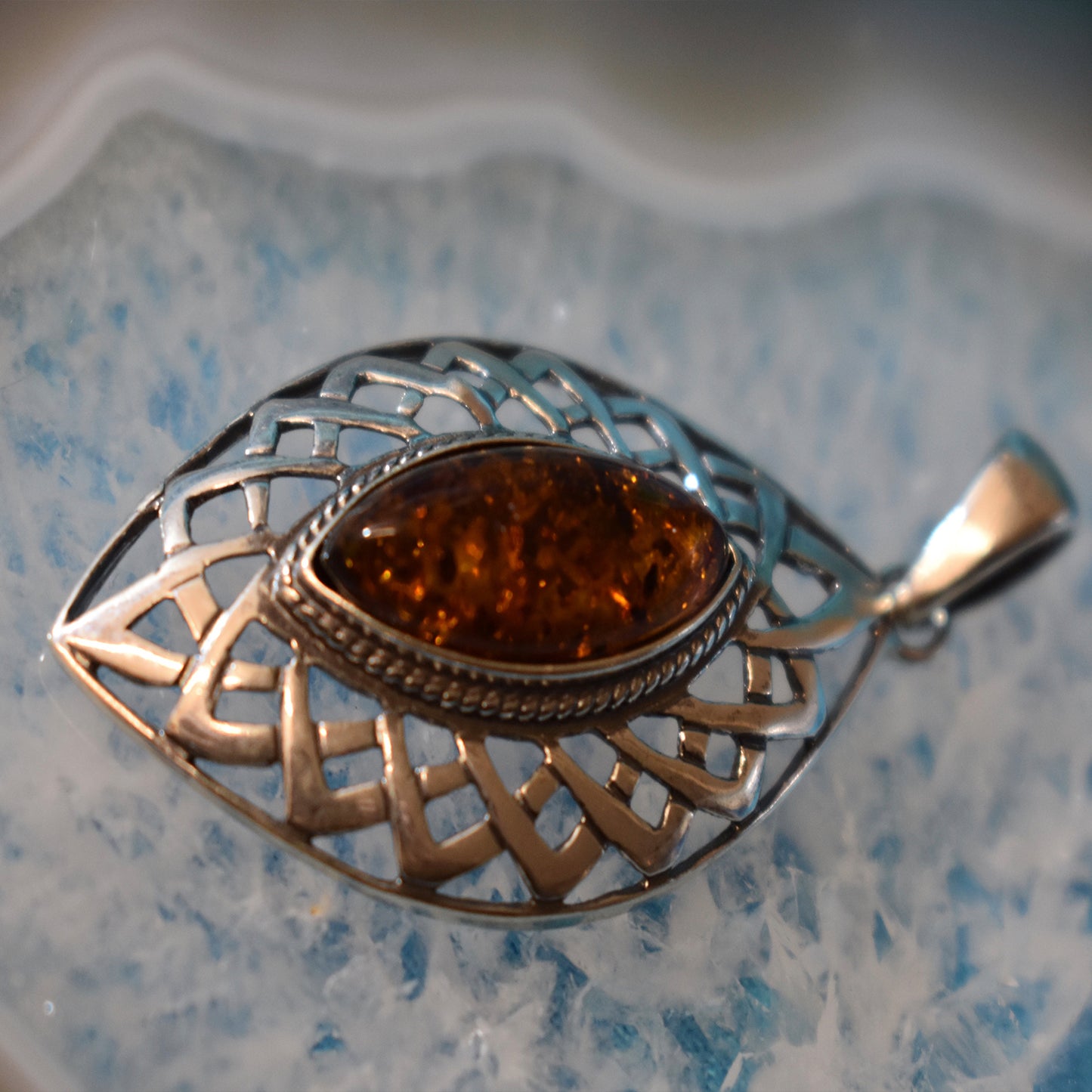 Ganesha Handicrafts, Sterling Silver Amber Pendant (925), Amber Silver Pendant, Women's trending Pendant, Women's Fashion Pendant, Pendant Collections for uk.