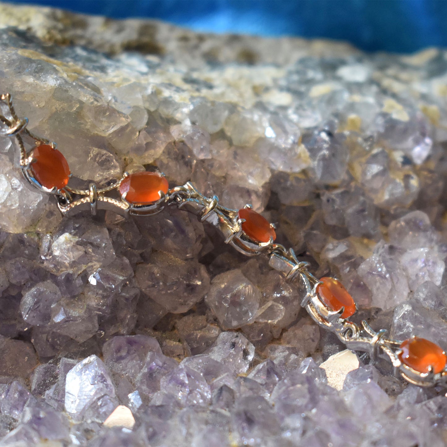 Ganesha Handicrafts Sterling Silver Carnelian Bracelet (925), Bracelet, Silver bracelet, Carnelian Bracelet, Sterling Silver, Bracelet (925), Orange Stone Barcelet