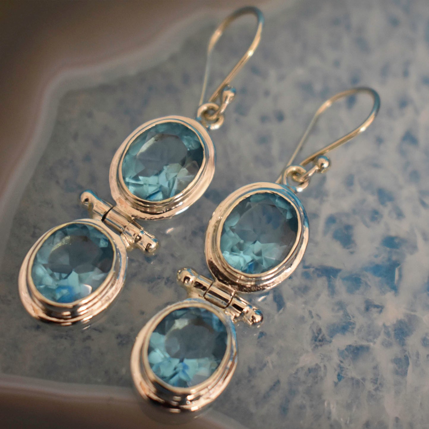Ganesha Handicrafts, Topaz Double Drop Earrings, Sterling Silver Double Drop Earrings (925), Double Drop Earrings, 925-Sterling Silver Double Drop Earrings, Women's Trending Earrings, Womens Double drop Earring, Women's Modern Earrings, Fashion for Women's Earrings.