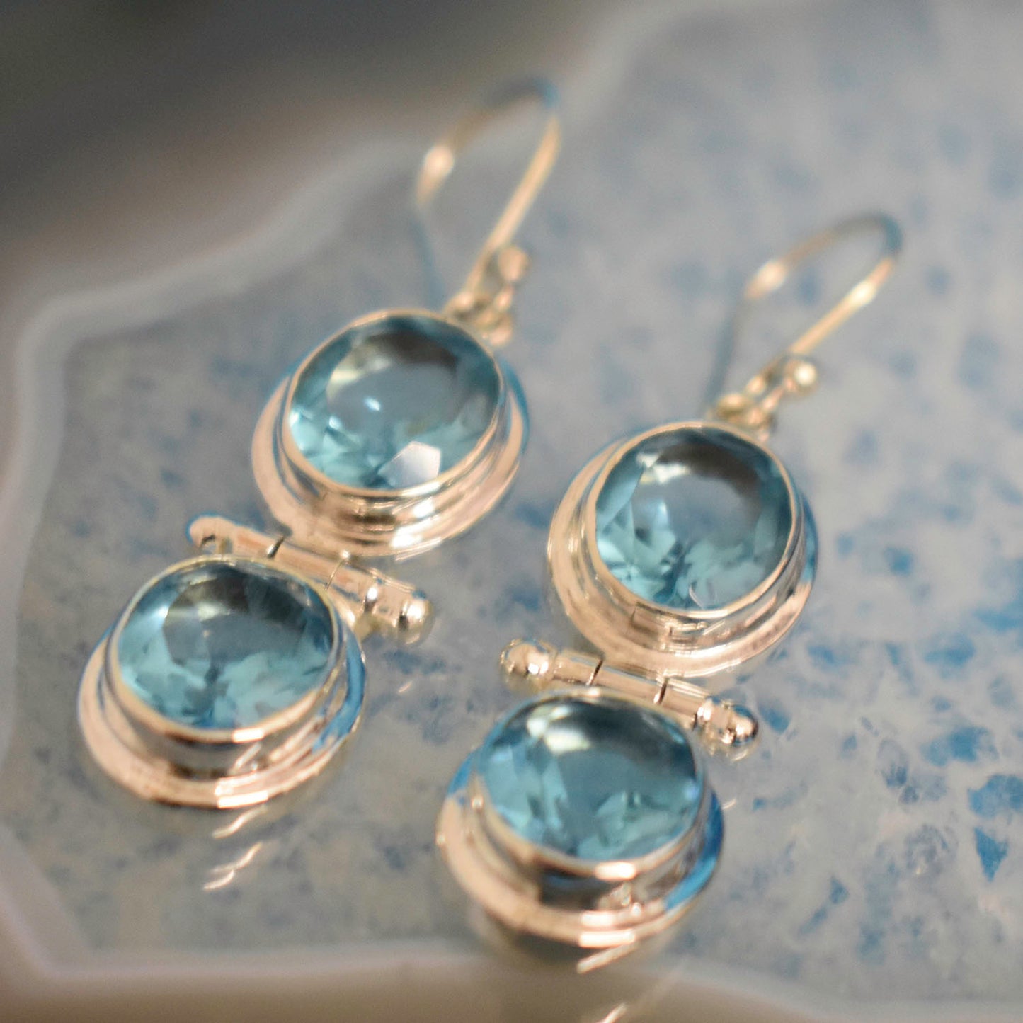 Ganesha Handicrafts, Topaz Double Drop Earrings, Sterling Silver Double Drop Earrings (925), Double Drop Earrings, 925-Sterling Silver Double Drop Earrings, Women's Trending Earrings, Womens Double drop Earring, Women's Modern Earrings, Fashion for Women's Earrings.