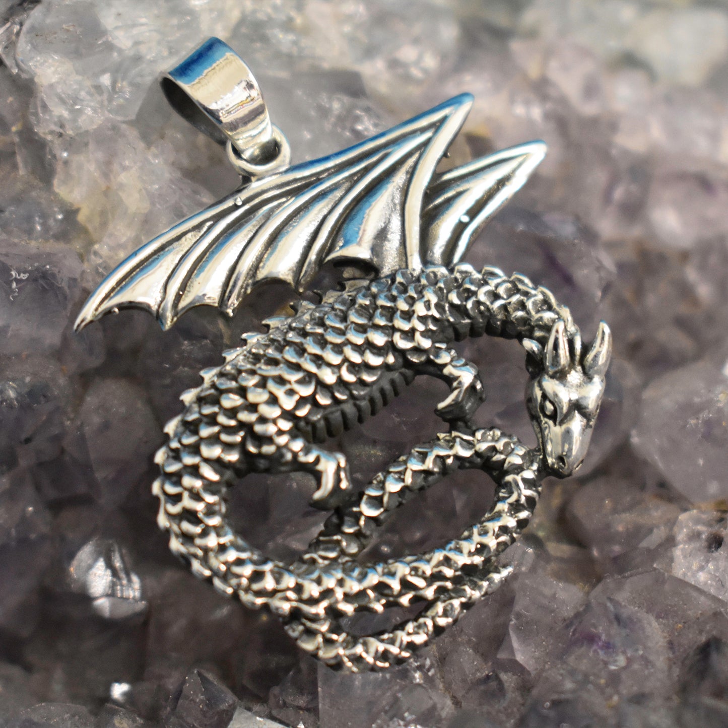 Ganesha Handicrafts, Sterling Silver Dragon Pendant (925), Silver Dragon Pendant, 925-Silver Pendant, Womens Trending Pendant, Womens New Model Pendant, Modern Pendant collections for Womens.