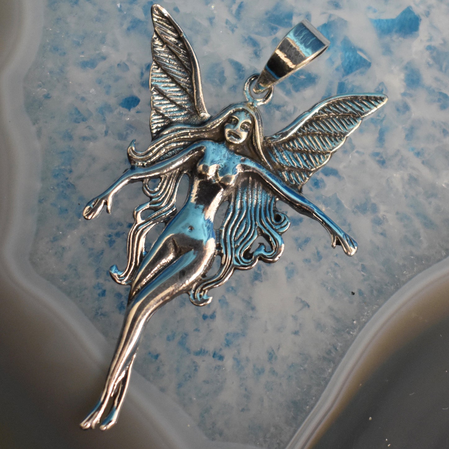 Ganesha Handicrafts, Sterling Silver Fairy Pendant (925), Silver Fairy Pendant, 925-Silver Fairy Pendant, Women's Trending Pendant, Women's Modern Pendant, Womens Pendant Models.