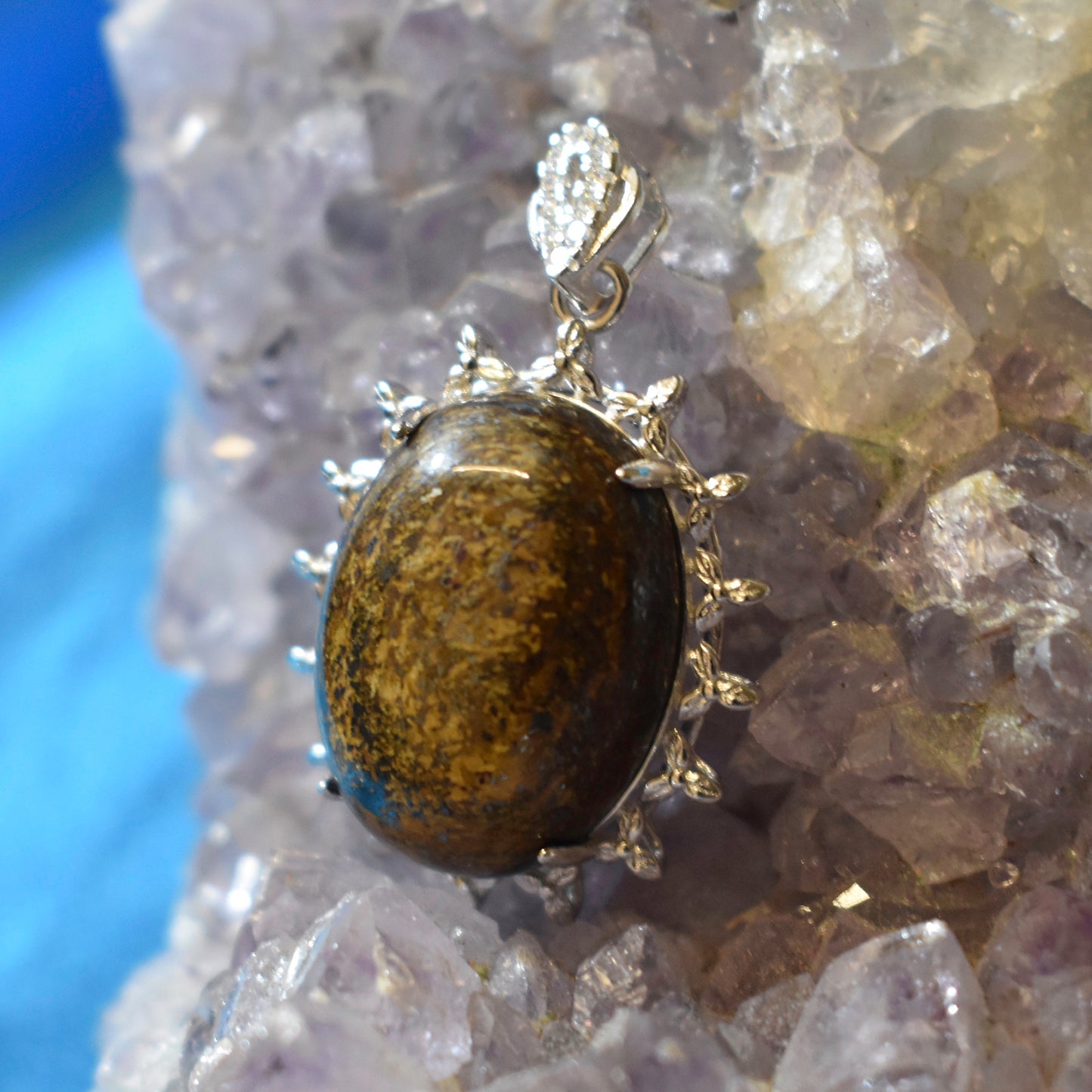 Ganesha Handicrafts, Sterling Silver Iron Tigers Eye Pendant (925), Silver Iron Tigers Eye Pendant, 925-Silver Iron Tiger Eye Pendant, Womens Trending Pendant.