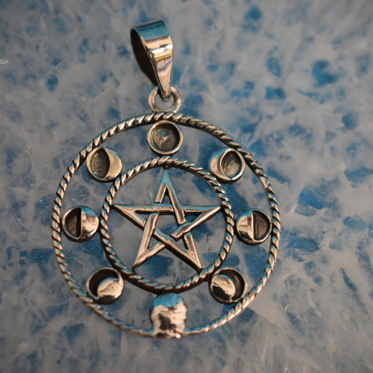 Ganesha Handicrafts, Sterling Silver Pentagram Lunar Pattern (925), Sterling Silver Pattern, 925-Silver Pattern, Womens Trending Pattern, Womens New Model Pattern, Womens Stylish Pattern.