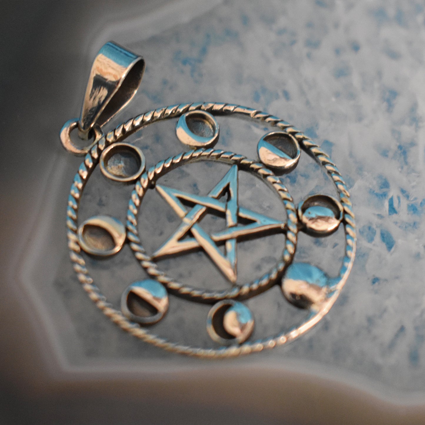 Ganesha Handicrafts, Sterling Silver Pentagram Lunar Pattern (925), Sterling Silver Pattern, 925-Silver Pattern, Womens Trending Pattern, Womens New Model Pattern, Womens Stylish Pattern.